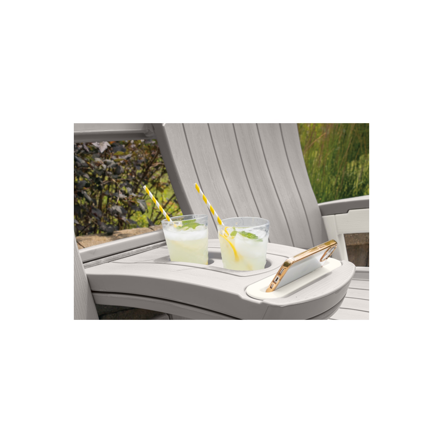 Suncast - Fauteuil coulissant Adirondack avec console - Gris colombe