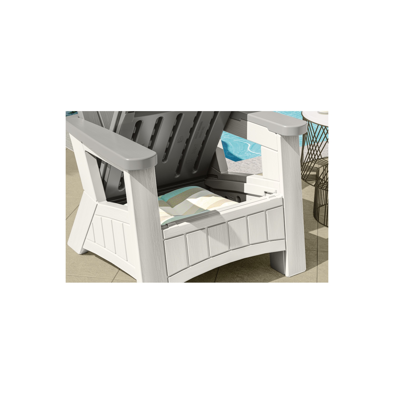 Suncast - Adirondack Chair w/Storage - Dove Gray/Ice Cube