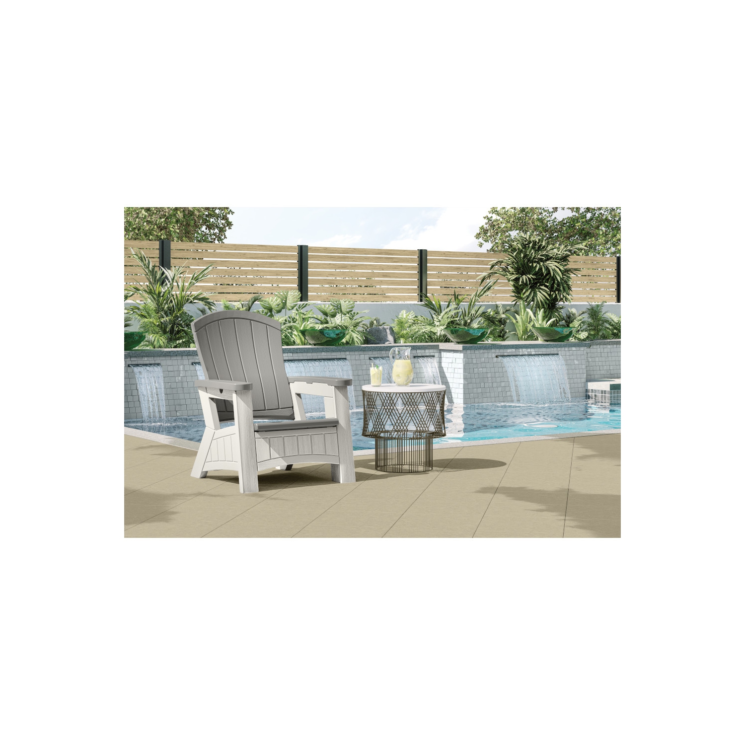 Suncast - Adirondack Chair w/Storage - Dove Gray/Ice Cube