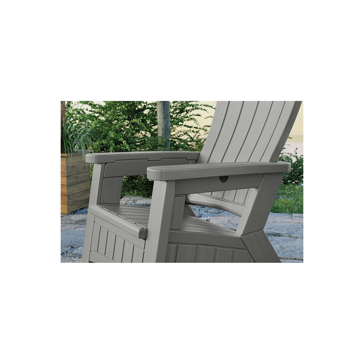 Suncast - Adirondack Chair w/Storage - Dove Gray