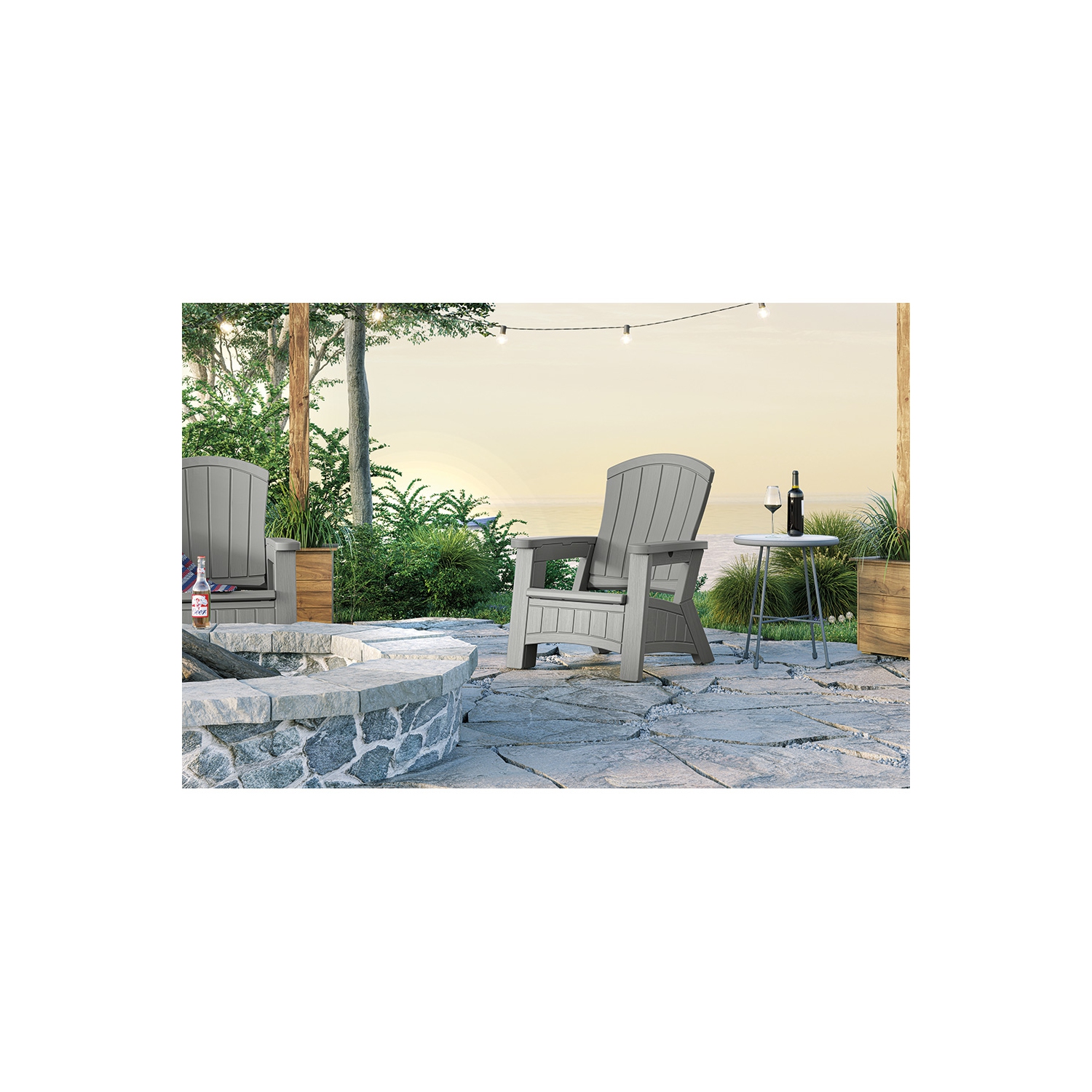 Suncast - Adirondack Chair w/Storage - Dove Gray