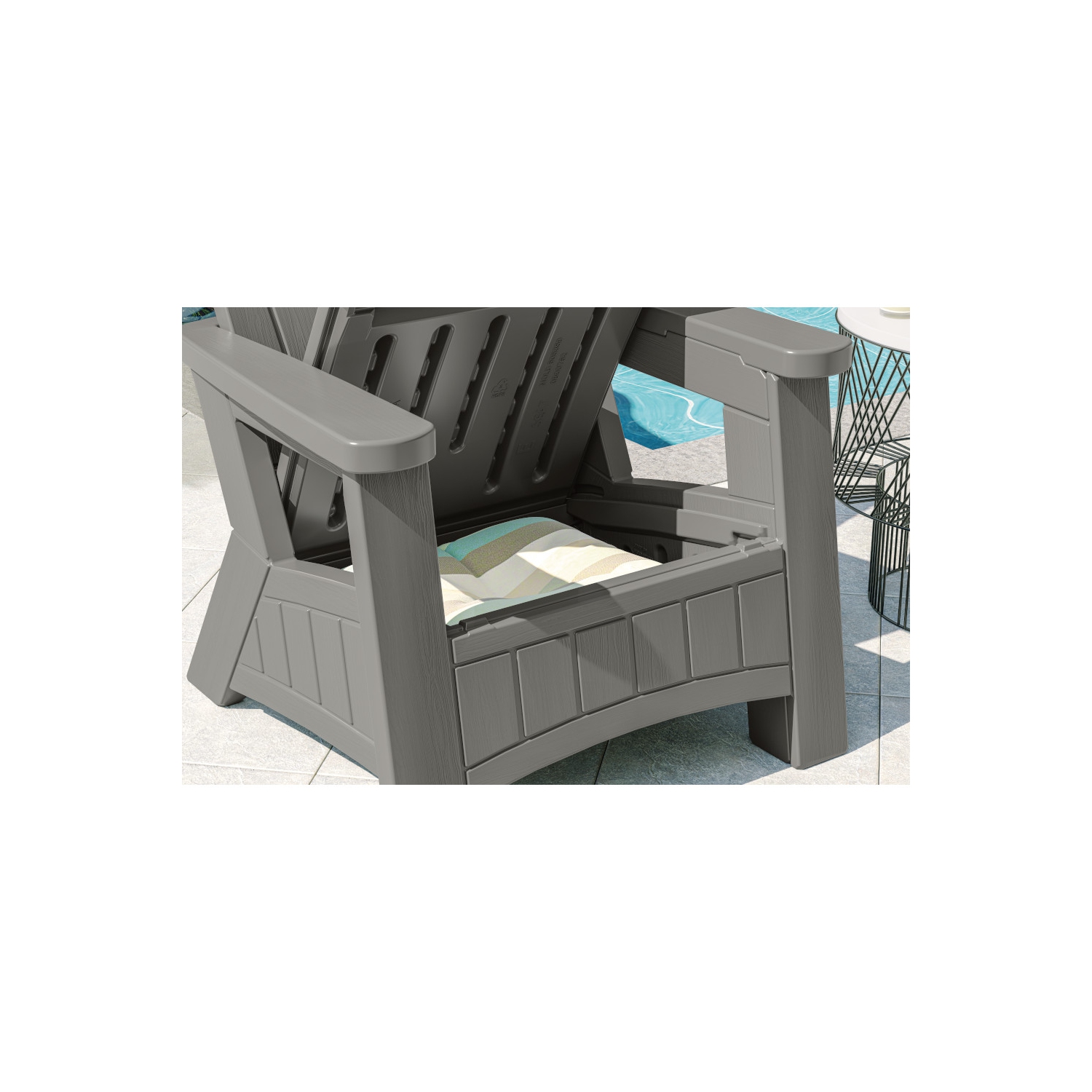 Suncast - Adirondack Chair w/Storage - Dove Gray
