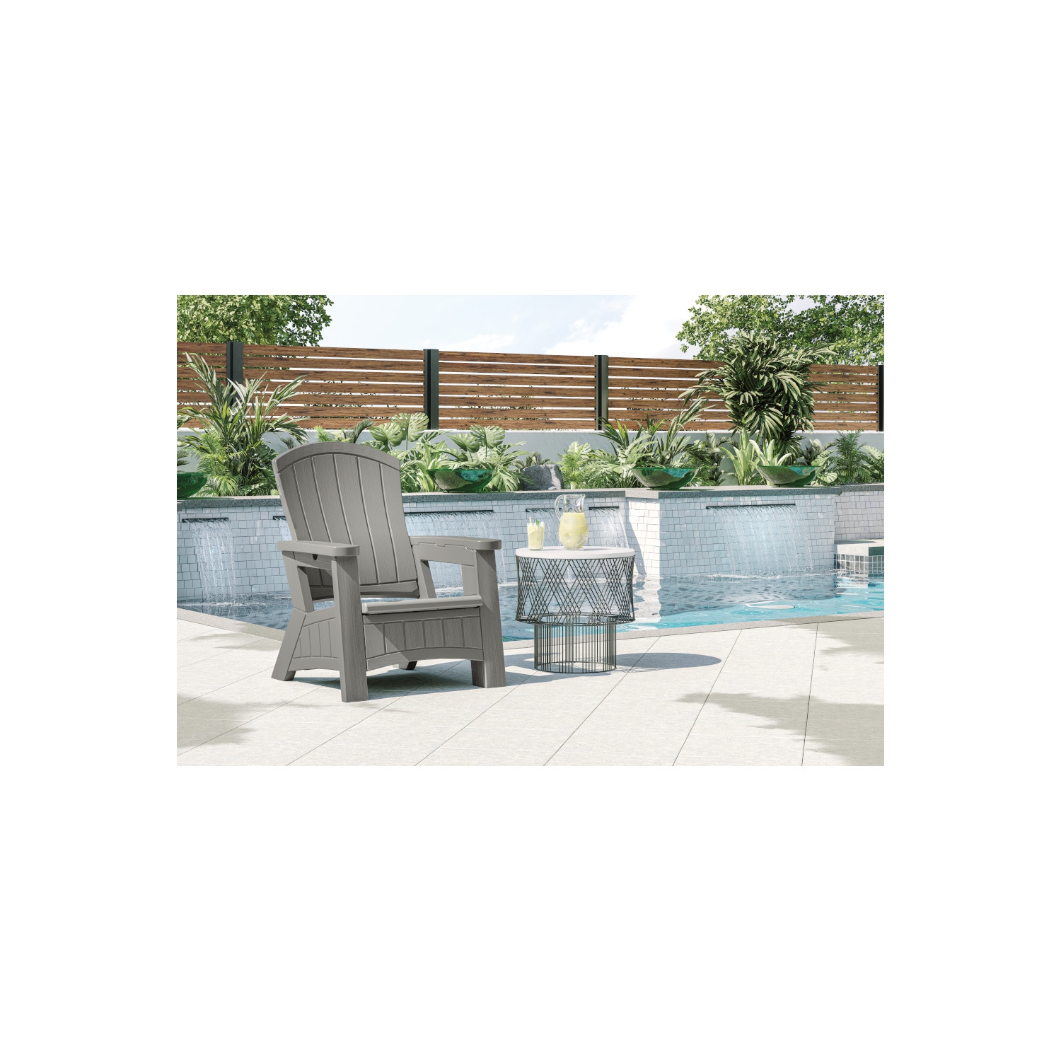 Suncast - Adirondack Chair w/Storage - Dove Gray