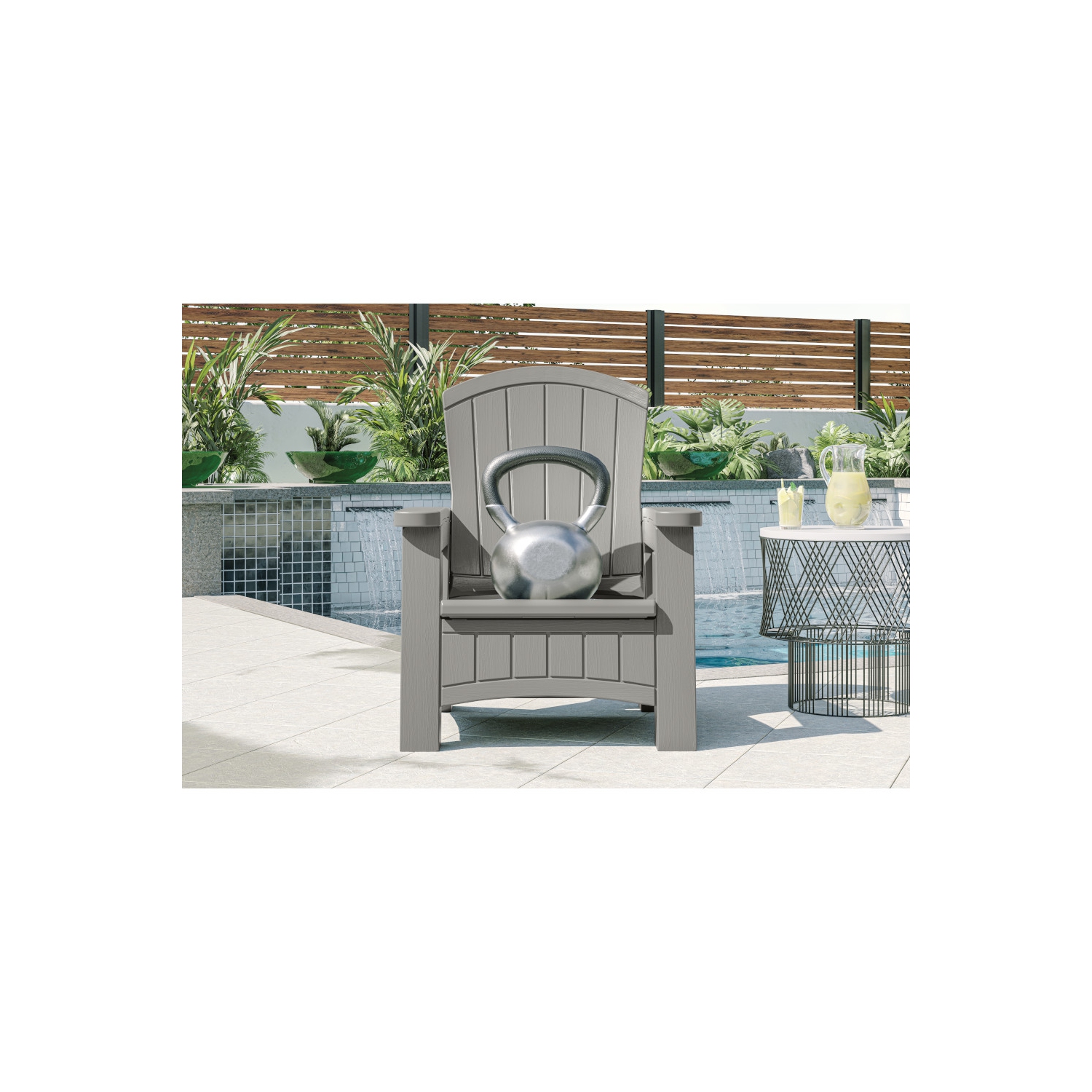 Suncast - Adirondack Chair w/Storage - Dove Gray