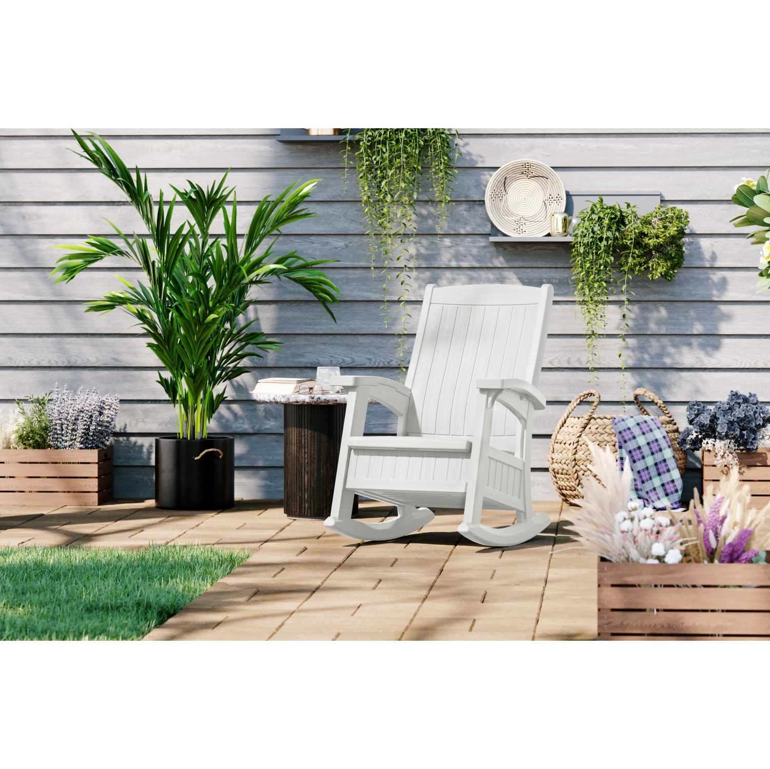 Suncast - Chaise berçante avec rangement - Ice Cube