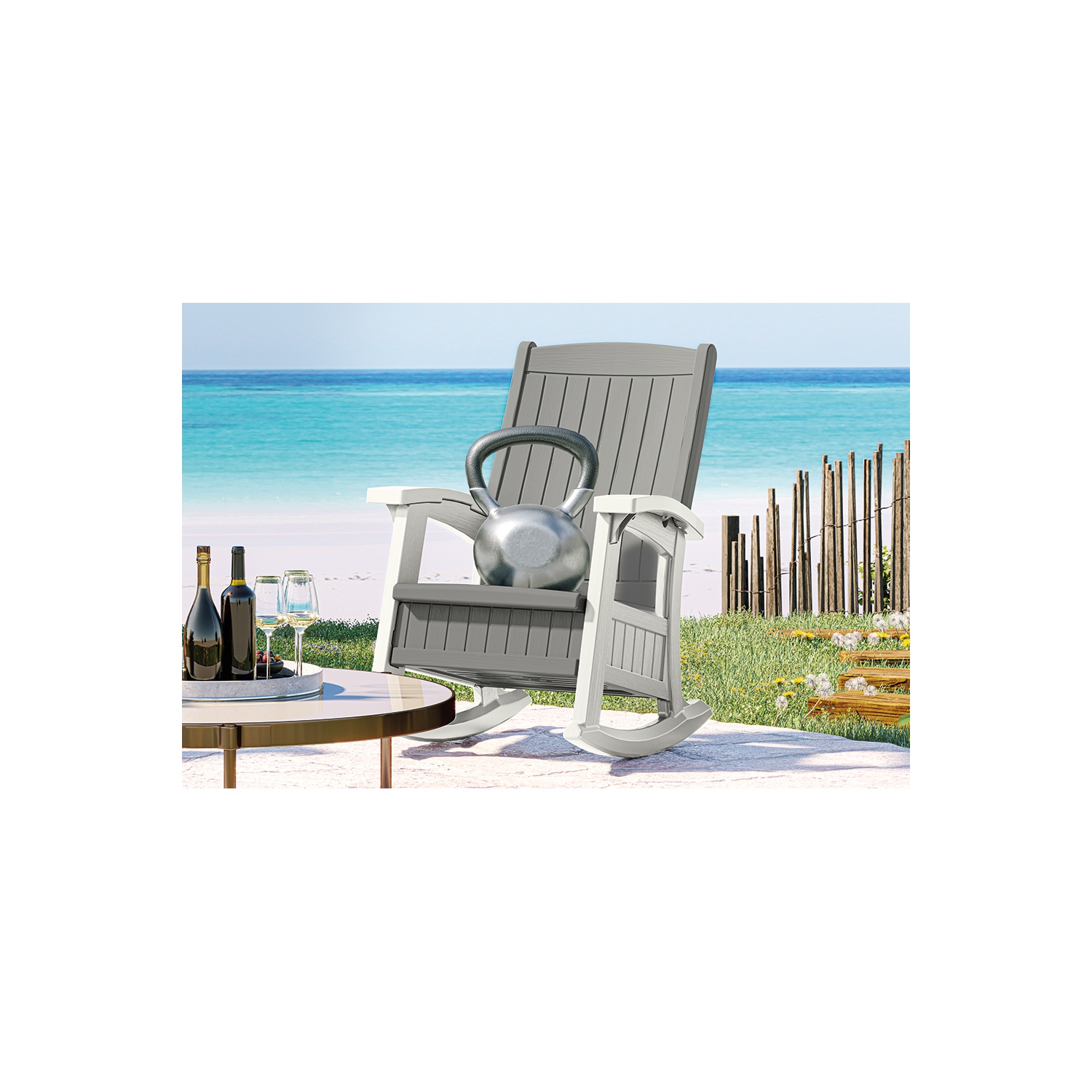 Suncast - Rocking Chair w/Storage - Dove Gray/Ice Cube