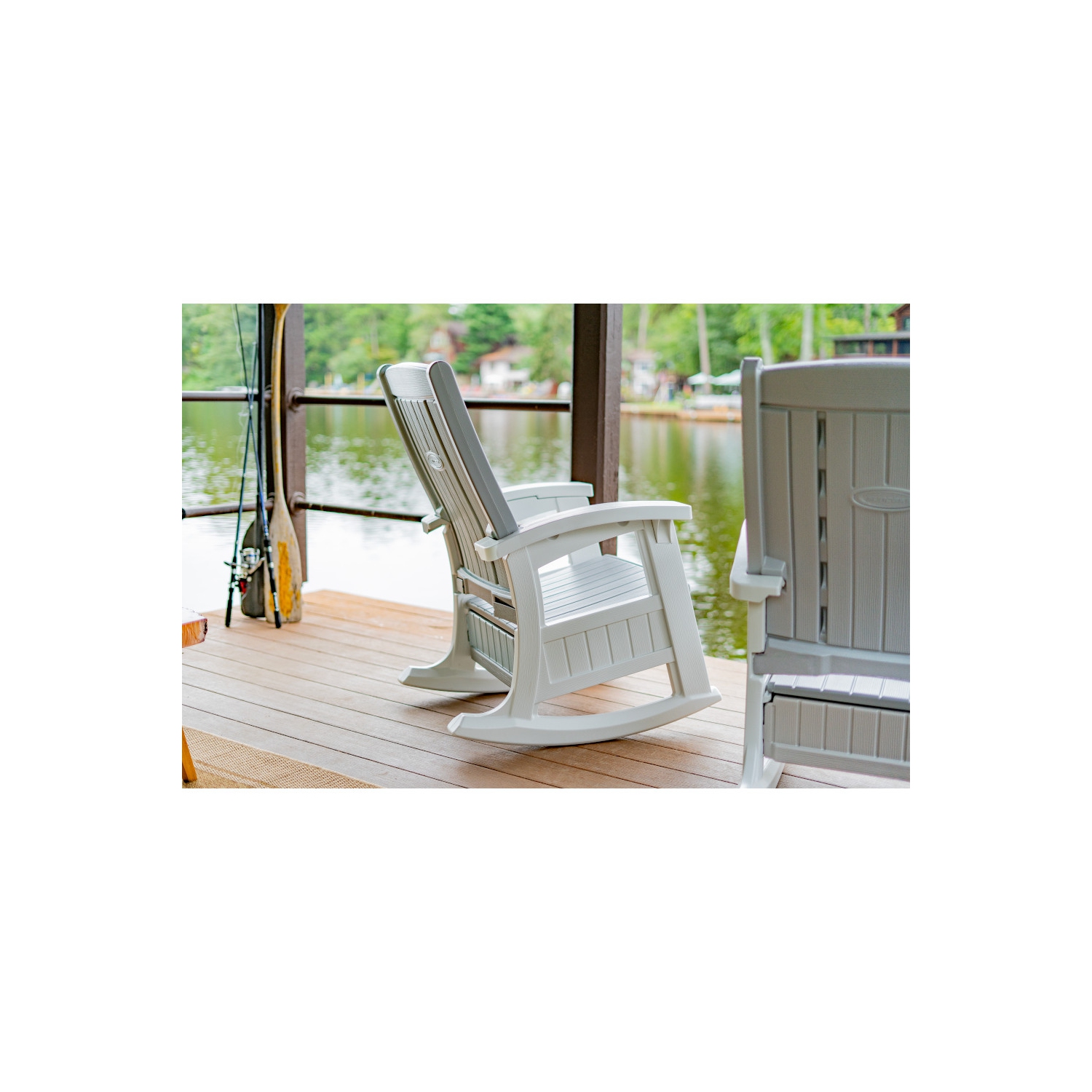 Suncast - Rocking Chair w/Storage - Dove Gray/Ice Cube