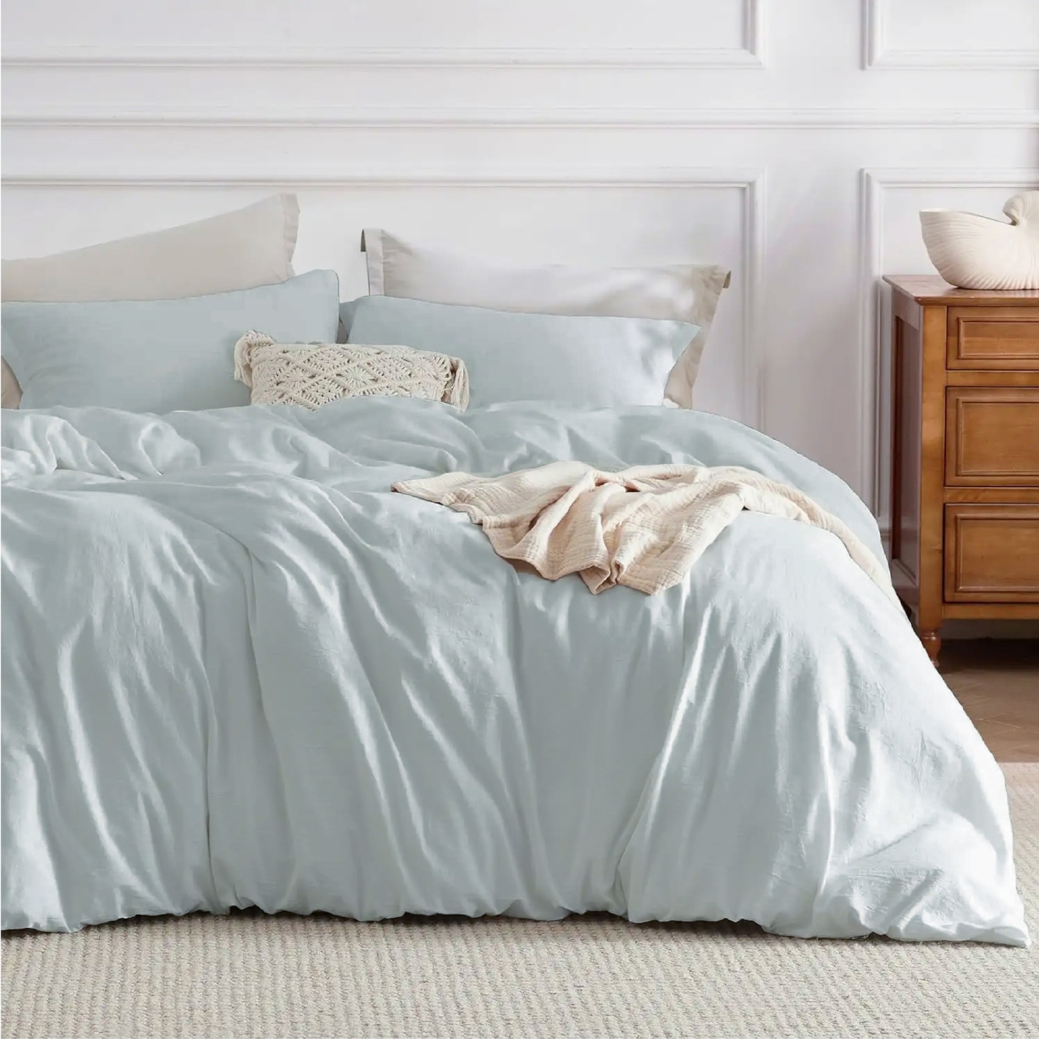 Ensemble de housse de douillette 3 pièces Beddora pour grand lit | 100 % coton – Doux, perméable à l'air et durable avec attaches aux coins Fermeture