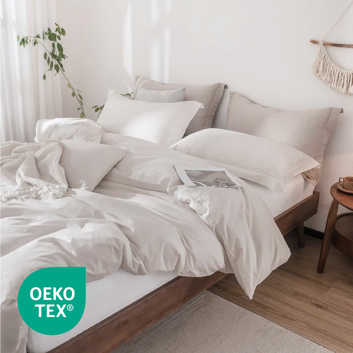 Ensemble de housse de douillette 3 pièces Beddora pour grand lit | 100 % coton – Doux, perméable à l'air et durable avec attaches aux coins Fermeture