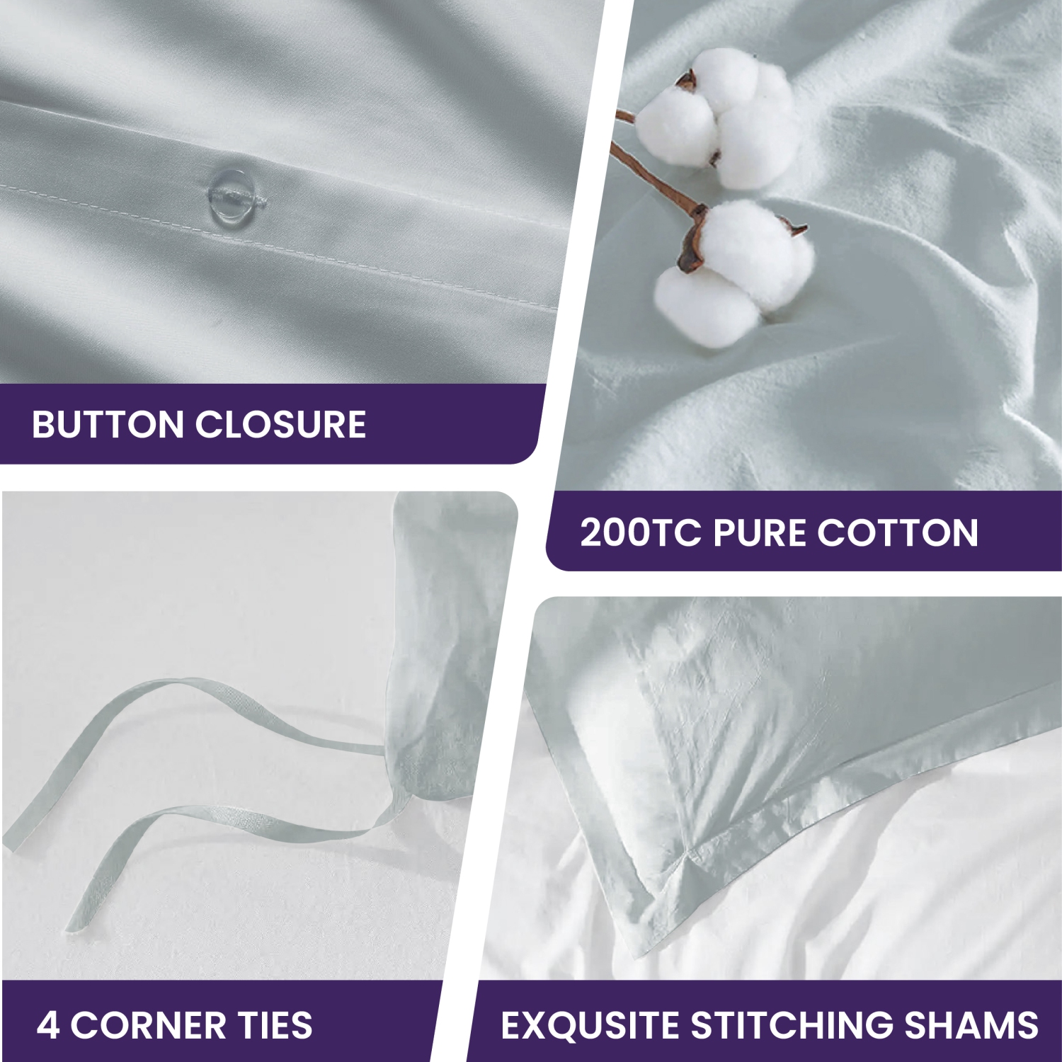 Ensemble de housse de douillette 3 pièces Beddora pour très grand lit | 100 % coton – Doux, perméable à l'air et durable avec attaches en coin