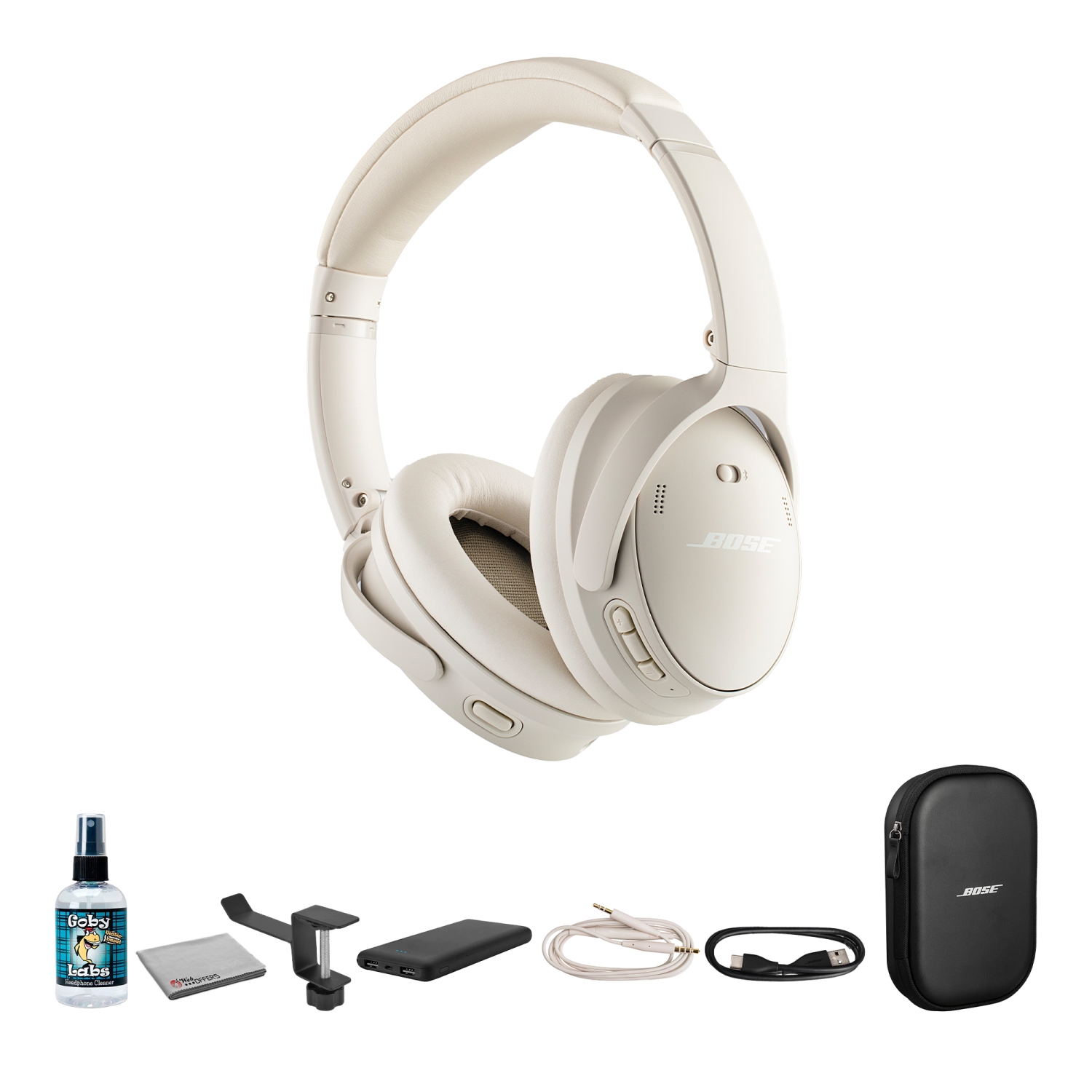Bose QuietComfort Wireless Over-Ear Active Noise Canceling Headphones Bundle