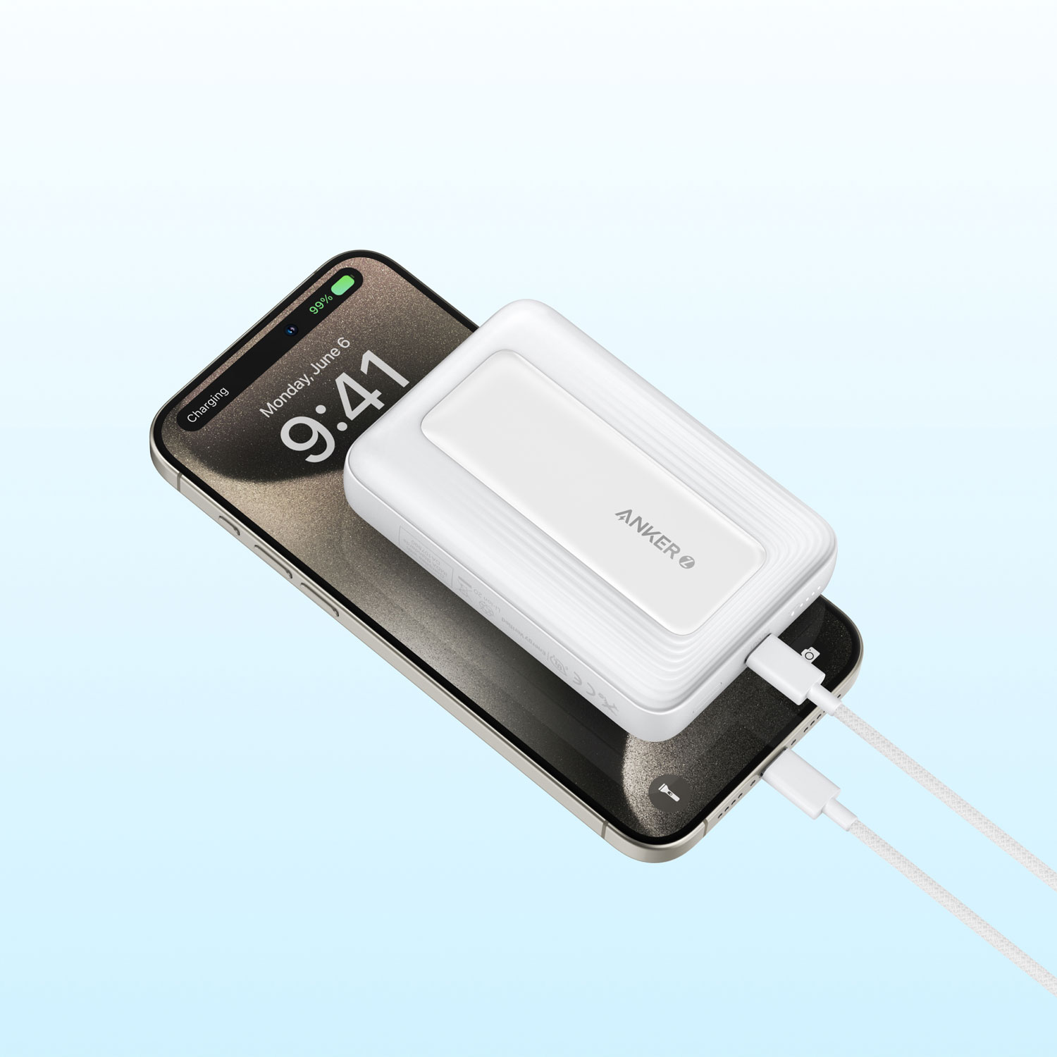Chargeur portable magnétique sans fil de 10 000 mAh ZOLO d'Anker - Blanc
