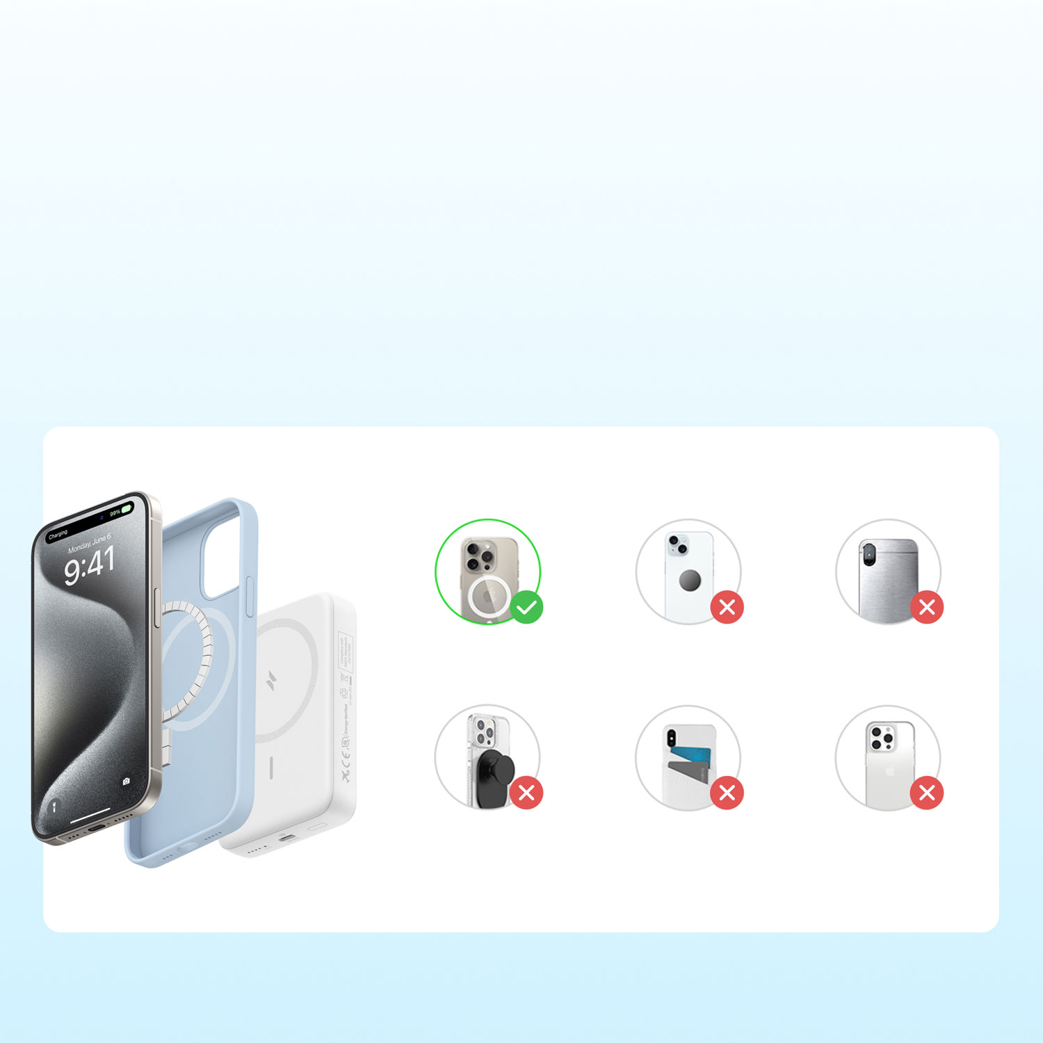 Chargeur portable magnétique sans fil de 10 000 mAh ZOLO d'Anker - Blanc