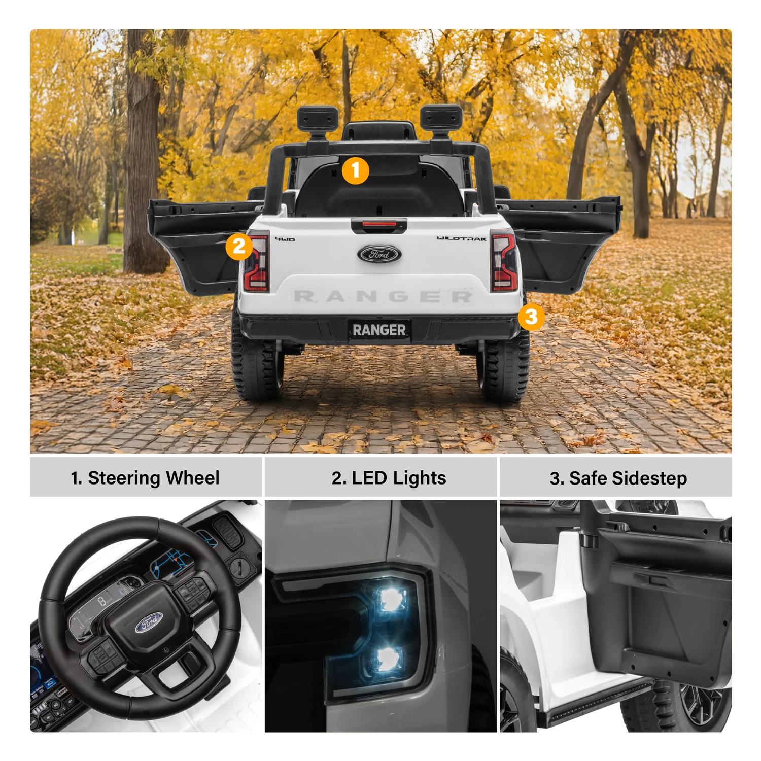 VOLTZ TOYS Ford Ranger 12V Kids Ride on Car Truck with Lights and Music, Licensed