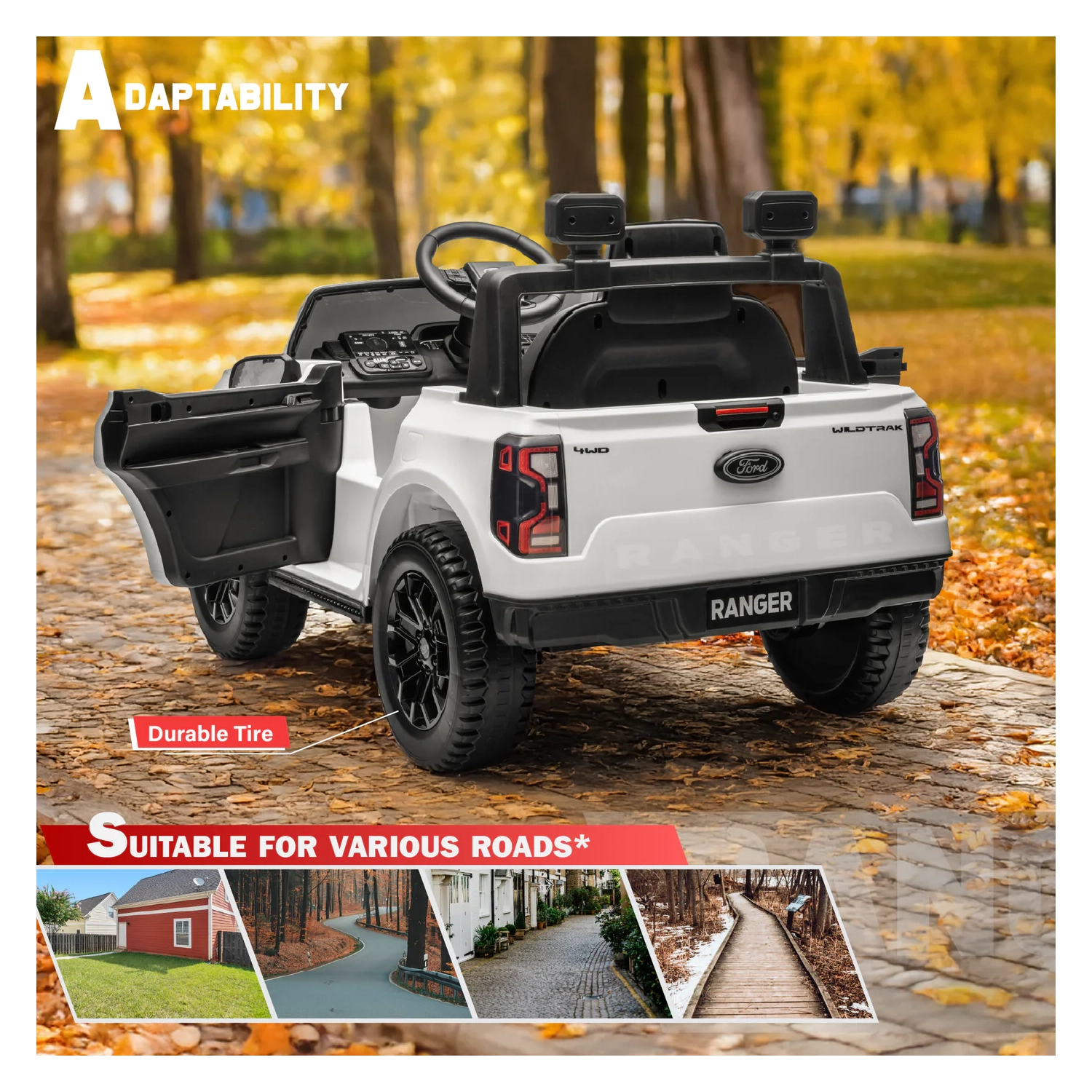 VOLTZ TOYS Ford Ranger 12V Kids Ride on Car Truck with Lights and Music, Licensed