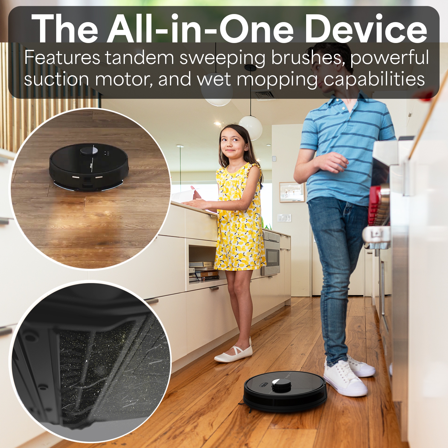 Open Box - bObsweep Dustin Self-Emptying Robot Vacuum & Mop, Night -1 Year Warranty