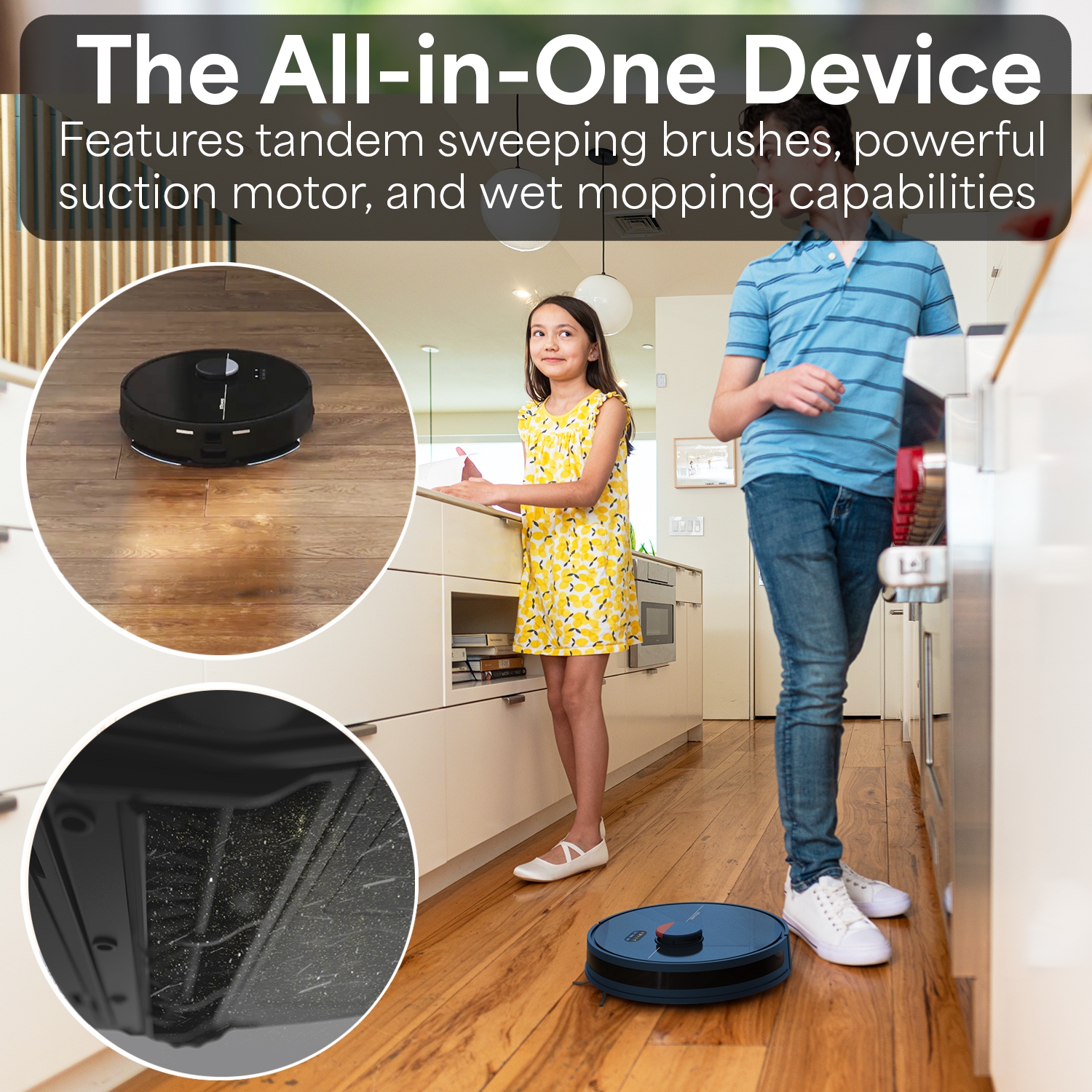 Boîte ouverte - Aspirateur robot et vadrouille à vidage automatique Dustin de Bobsweep, garantie de -1 ans sur le thème bleu marine