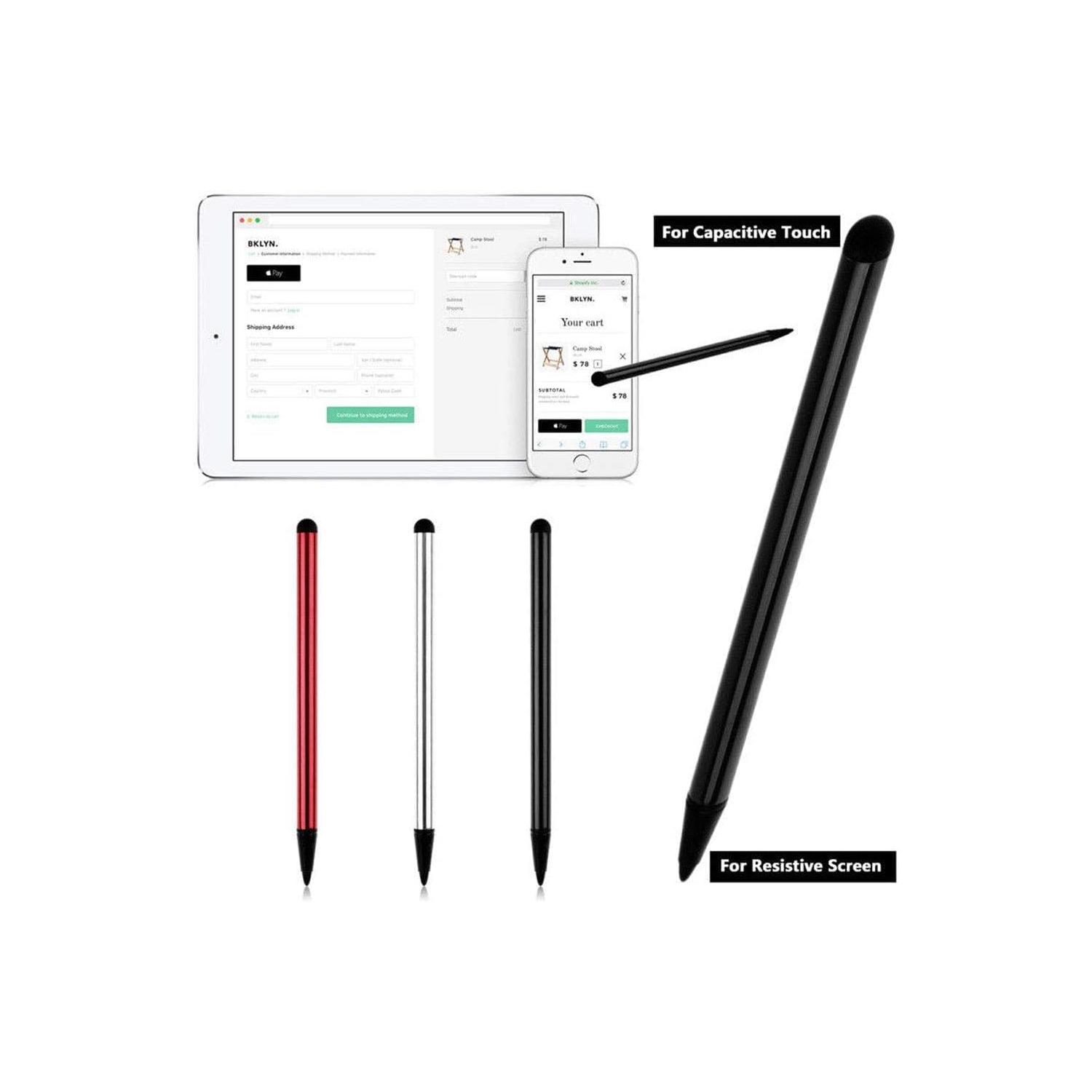 Black stylus pen for universal touch screen devices - compatible with iPad, Samsung Galaxy, smartphones