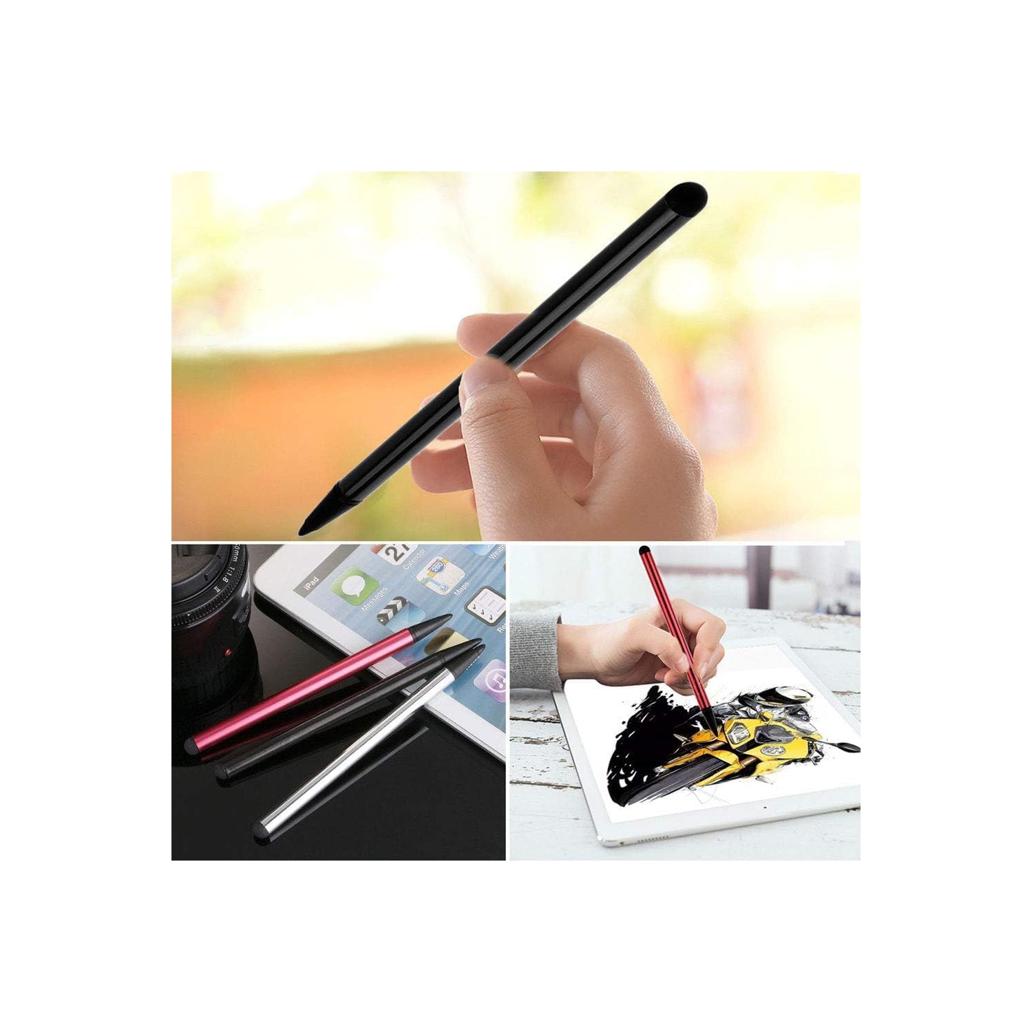 Black stylus pen for universal touch screen devices - compatible with iPad, Samsung Galaxy, smartphones