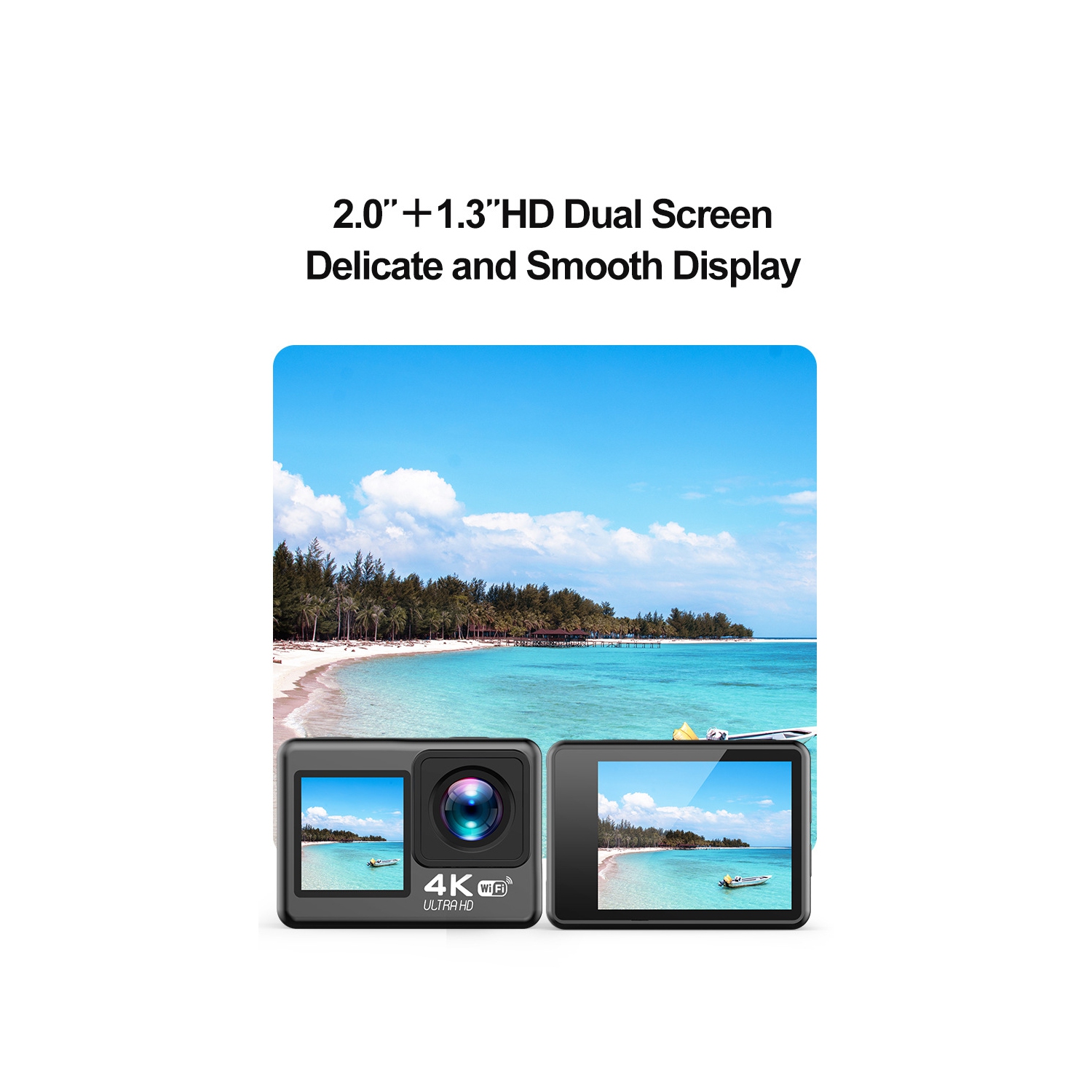 Action Camera 4K HD Dual Color Screen Waterproof Anti-Shake Playback Outdoor Camera WiFi Internet Sports DV Camera - [V8] 4k Dual Screen + Sony Lens