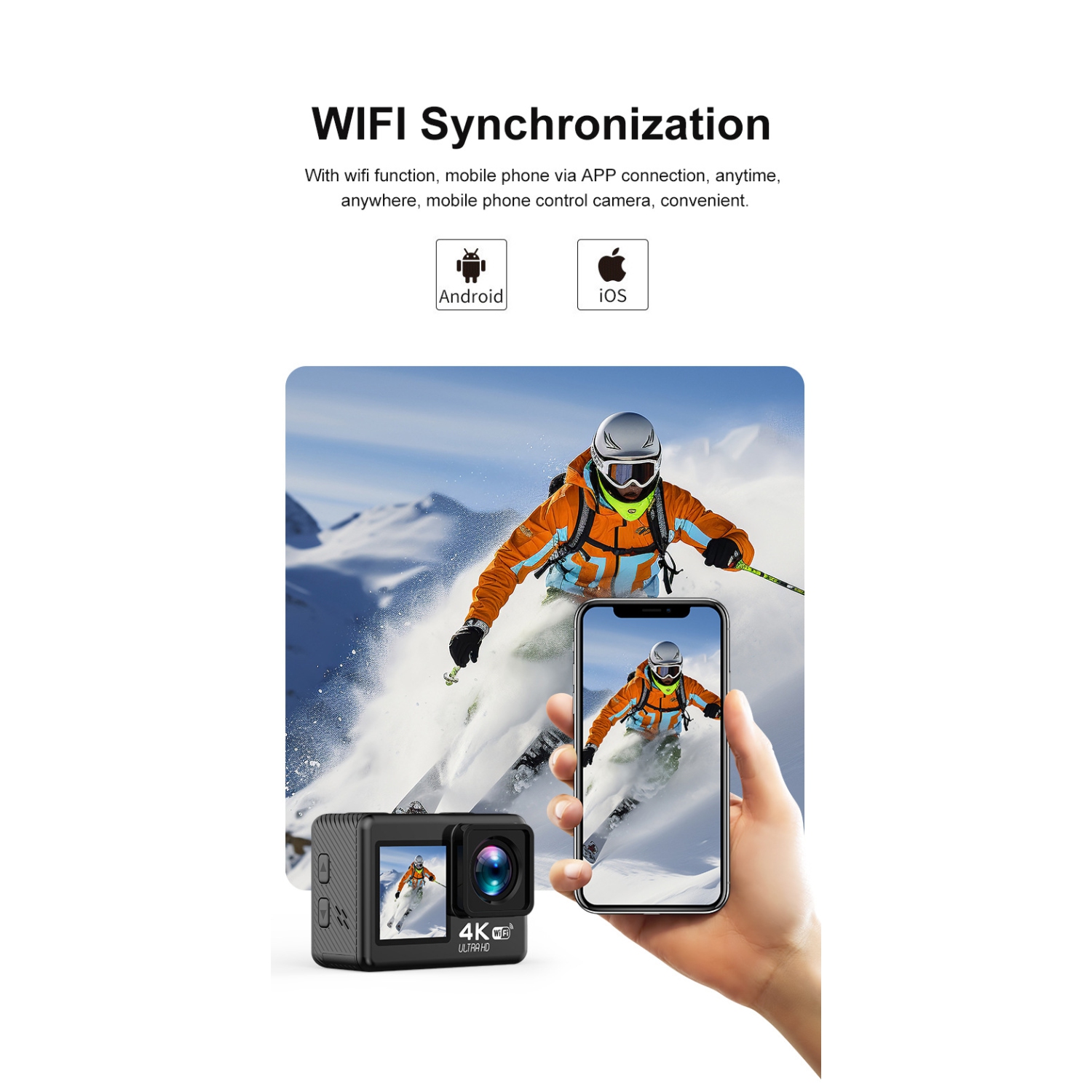 Action Camera 4K HD Dual Color Screen Waterproof Anti-Shake Playback Outdoor Camera WiFi Internet Sports DV Camera - [V8] 4k Dual Screen + Sony Lens