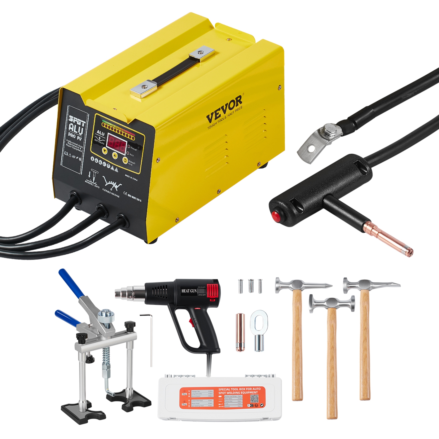 VEVOR 300W Spot Welder Dent Puller,Stud Welder Dent Repair Kit with Heat Gun, Auto/Manual Mode, 110V Auto Body Spot Welding Dent Repair Machine for
