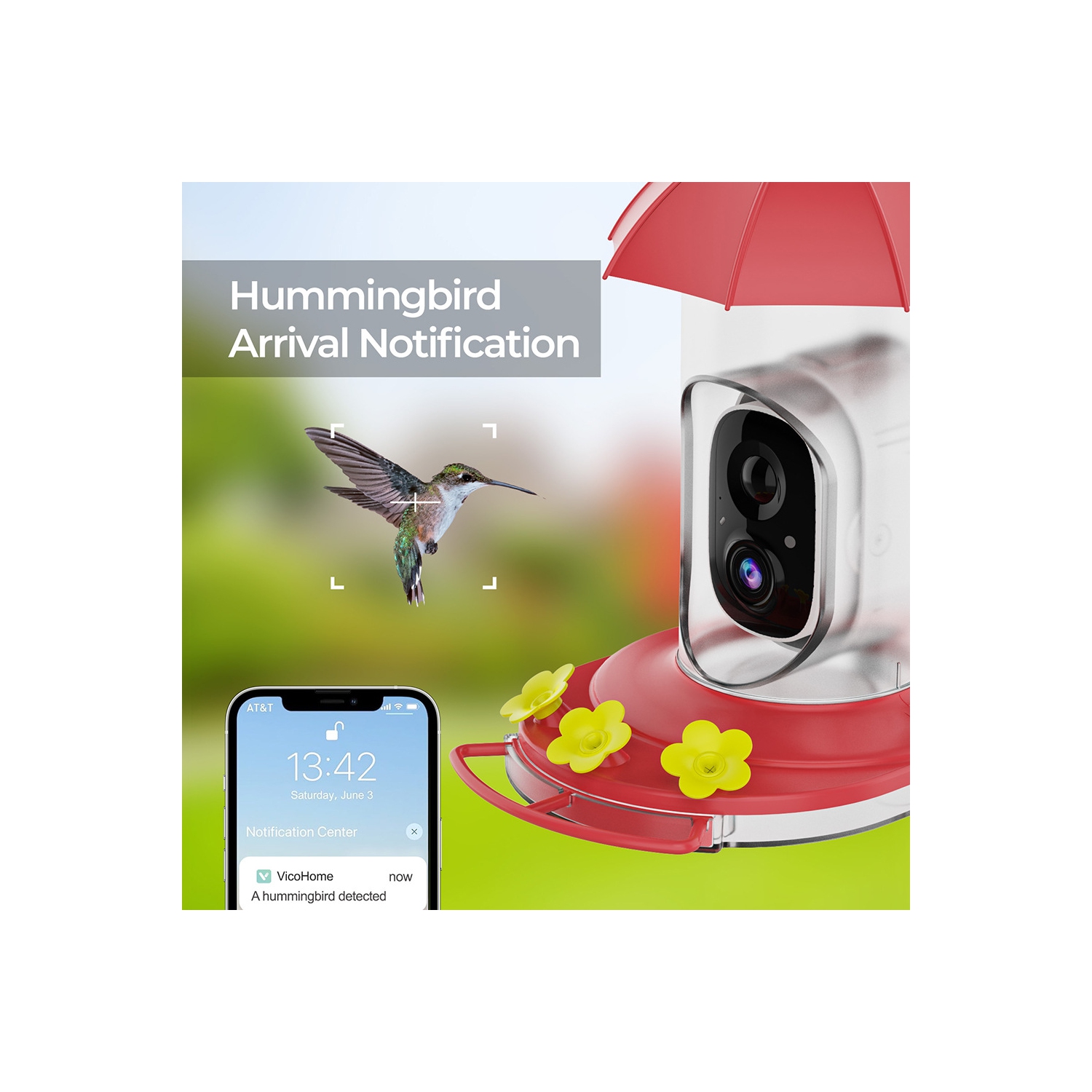 Water Feed For Birds,Smart Solar Powered Video Hummingbird Feeder, AI Bird Auto Capture Video, Ant Moat & Bee Proof, Gift for Bird Lovers