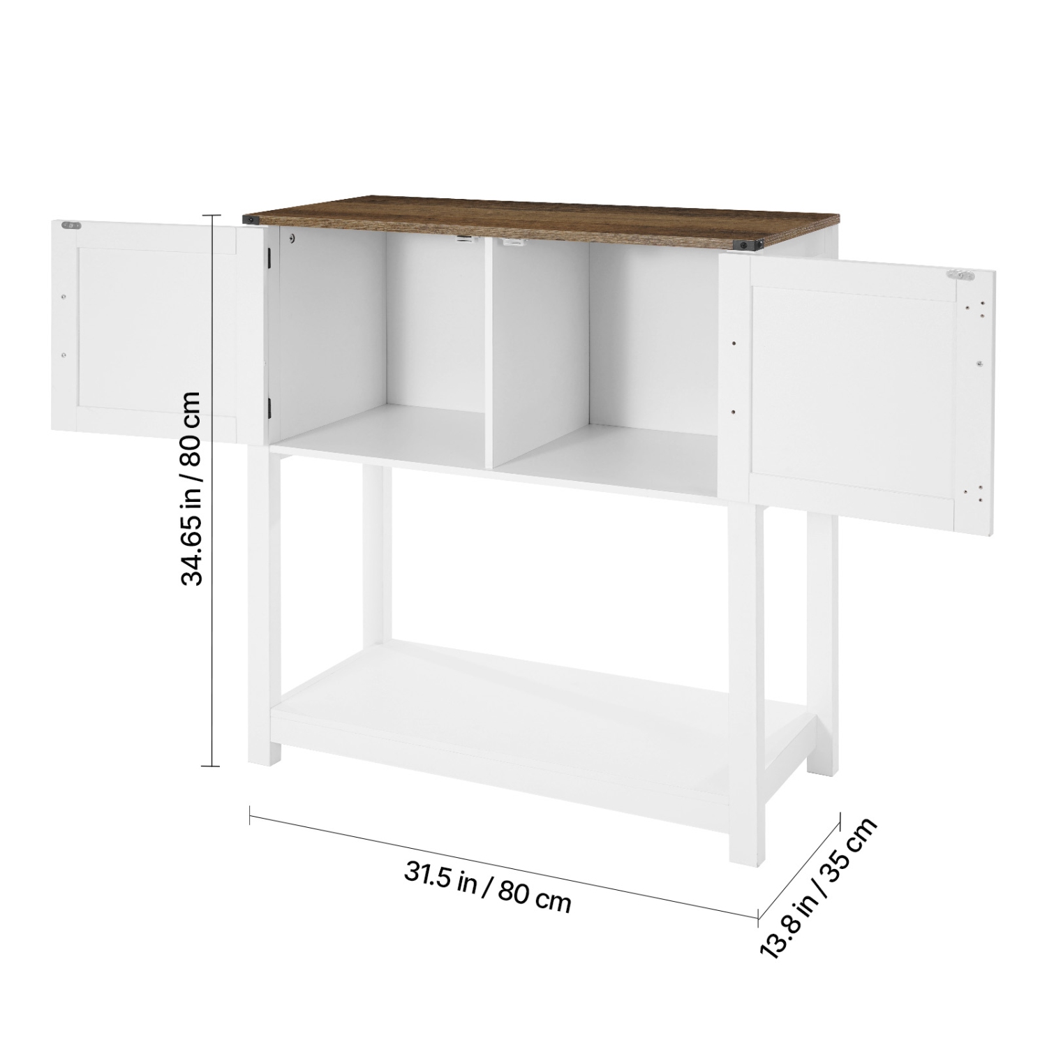 VEVOR 31.5 x 13.8 x 34.6 in Coffee Bar Cabinet, Farmhouse Coffee Bar Cabinet with 3-Tier Storage, Coffee Bar Table with Magnet Doors, Farmhouse