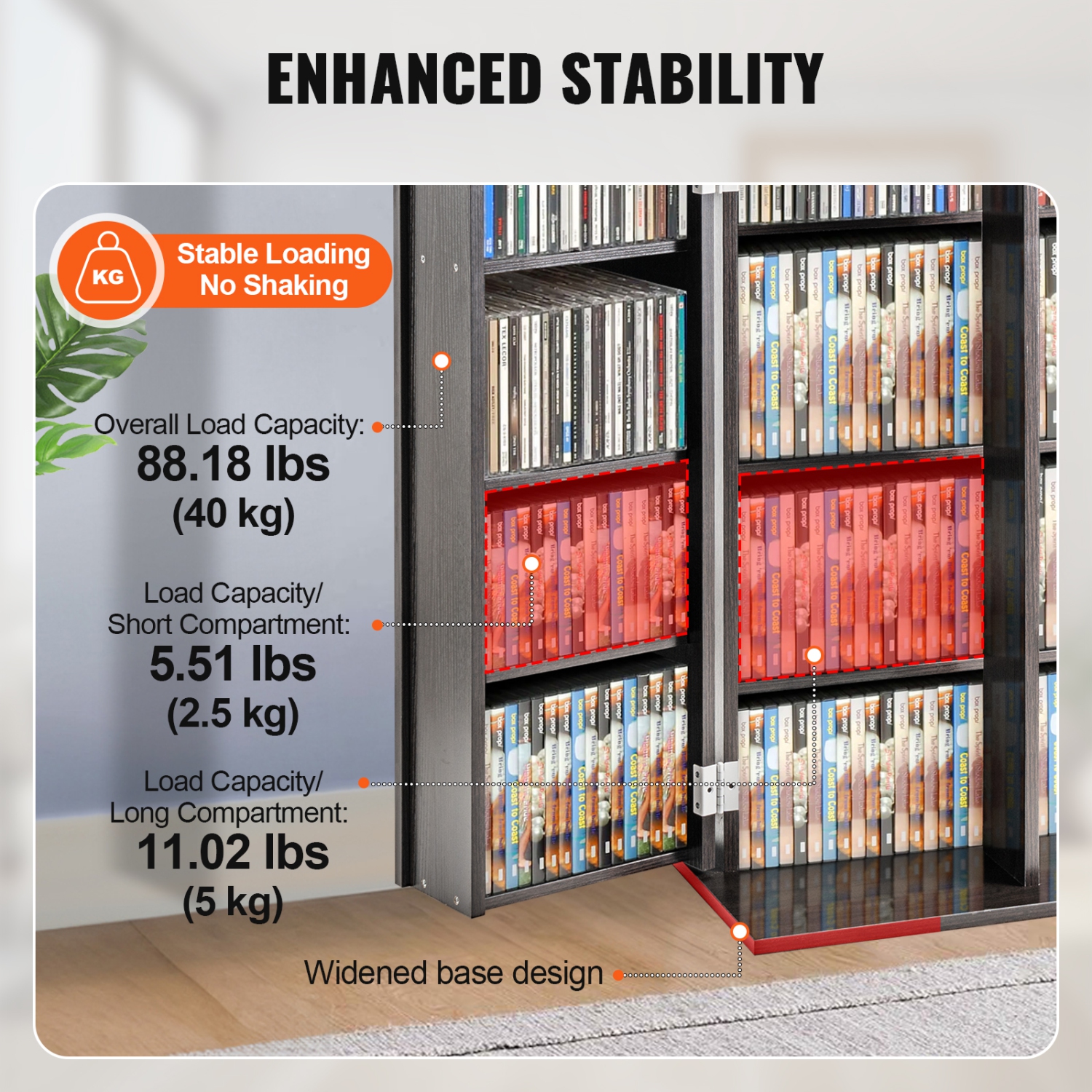 VEVOR 576 CDs Media Storage Cabinet, DVD Cabinet with Doors and Shelves, CD Storage , Adjustable DVD Shelf, Protects & Organizes Music, Movie, Video