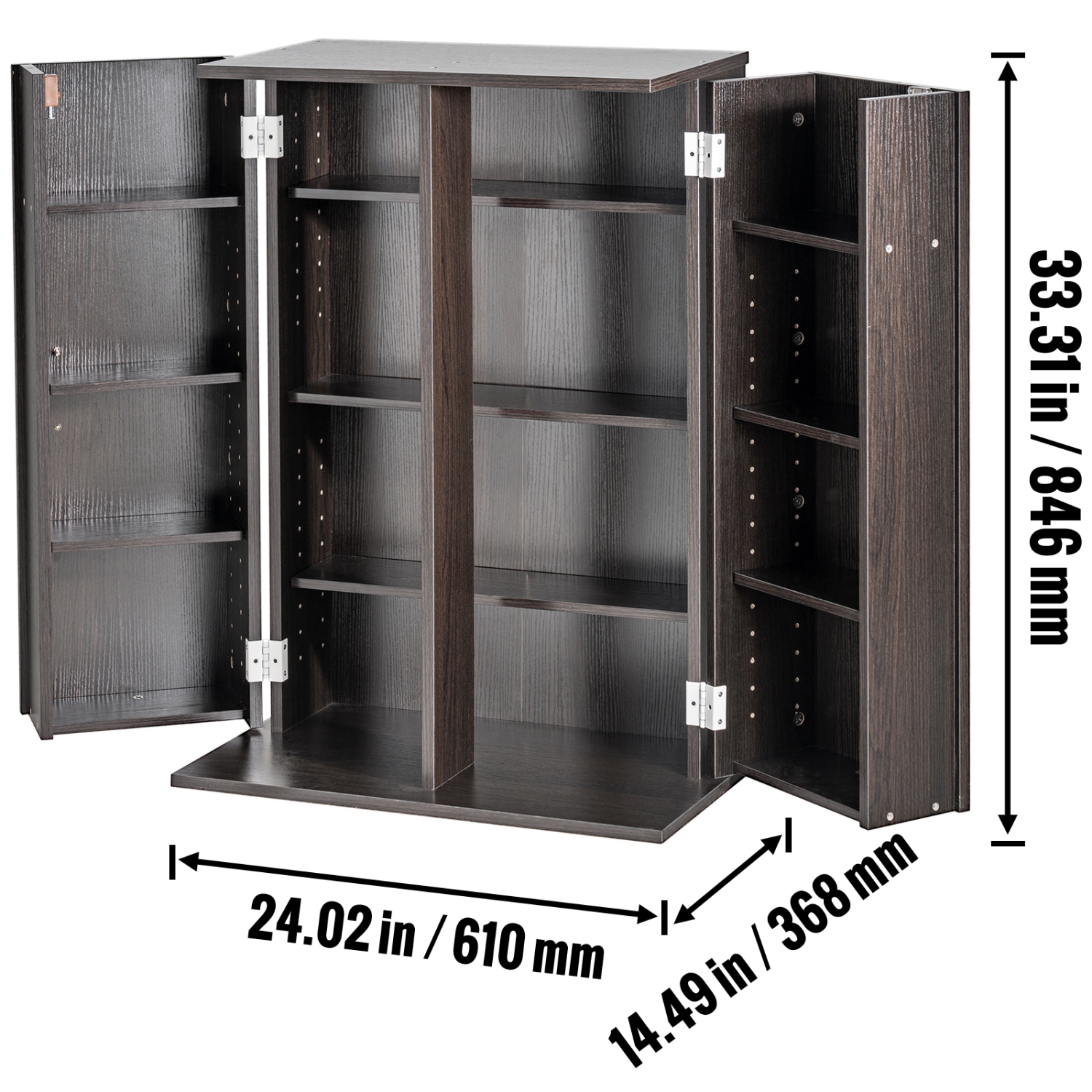 VEVOR 576 CDs Media Storage Cabinet, DVD Cabinet with Doors and Shelves, CD Storage , Adjustable DVD Shelf, Protects & Organizes Music, Movie, Video