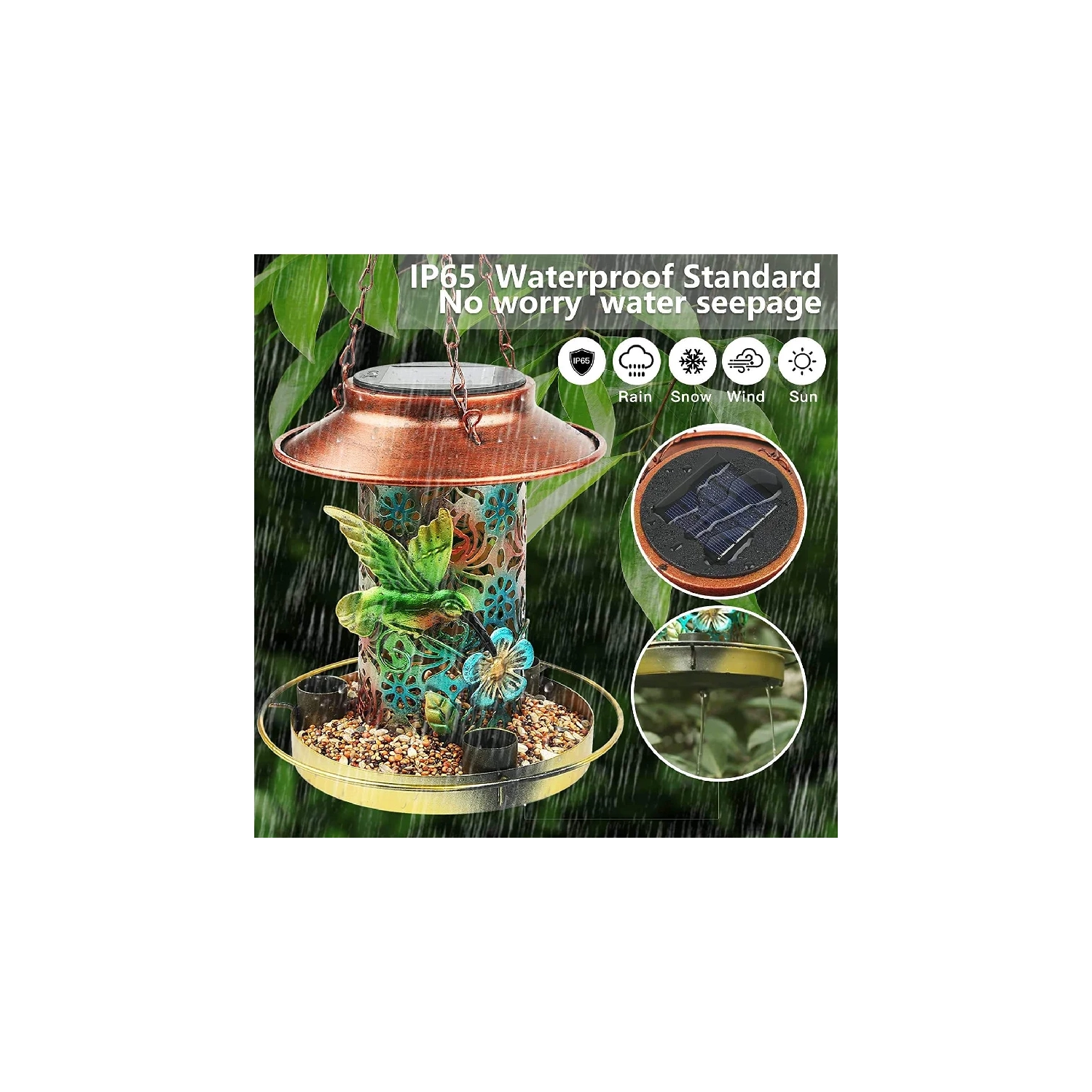 Solar Bird Feeder, for Outdoors Hanging, Gifts for Mom Grandma Women, Metal Outside Wild Bird Feeders,Cardinals Feeders, Gifts for Bird Lovers,