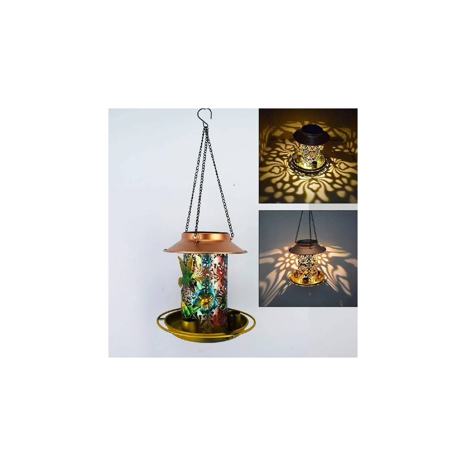 Solar Bird Feeder, for Outdoors Hanging, Gifts for Mom Grandma Women, Metal Outside Wild Bird Feeders,Cardinals Feeders, Gifts for Bird Lovers,
