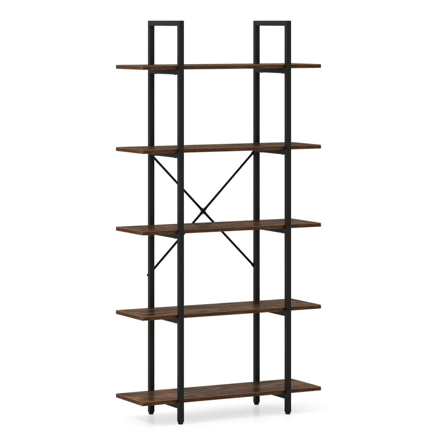 Costway 1/2 PCS 5-Tier Bookshelf 62" Tall Vintage Industrial Bookcase with Open Storage Shelves