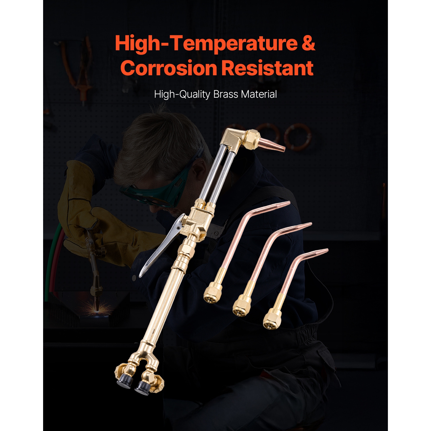 Torche de soudage VEVOR 14PCS Oxygen Acétylène, ensemble de brasage Oxy Acétylène avec deux tuyaux de 177&nbsp;po, embout de coupe, 3 embouts de