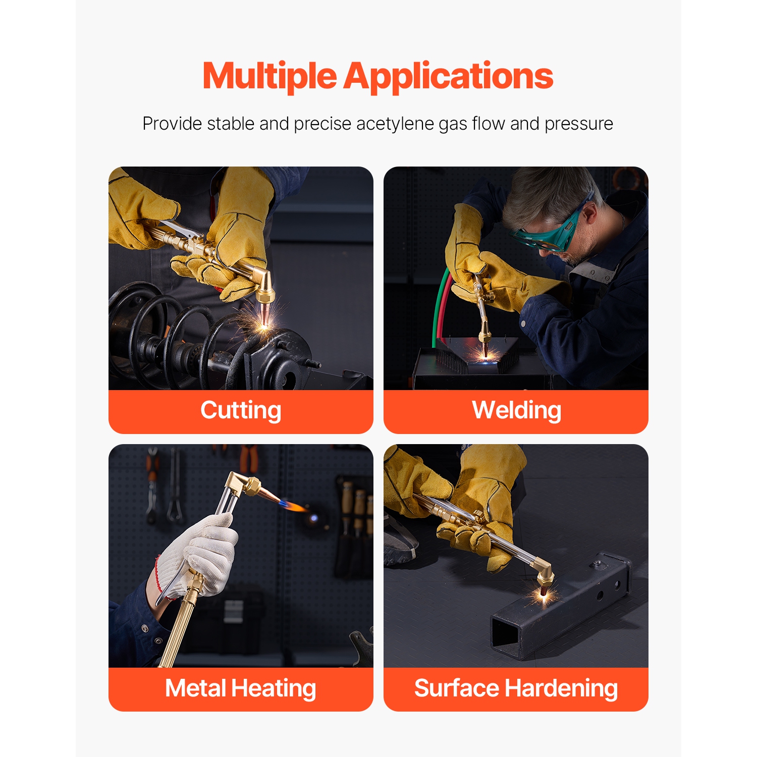 Torche de soudage VEVOR 14PCS Oxygen Acétylène, ensemble de brasage Oxy Acétylène avec deux tuyaux de 177&nbsp;po, embout de coupe, 3 embouts de