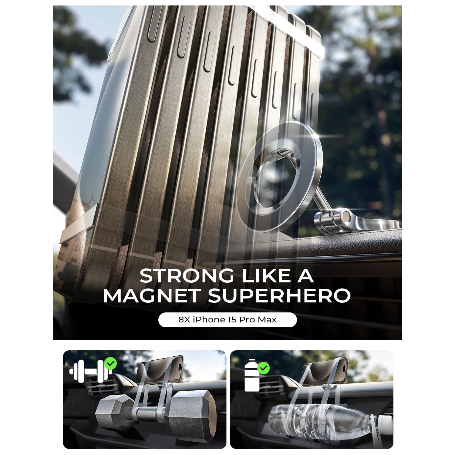 LISEN MagSafe Car Mount - Ultra Magnetic Dashboard Phone Holder for iPhone 12-16, Galaxy, Pixel, LG, OnePlus - Black