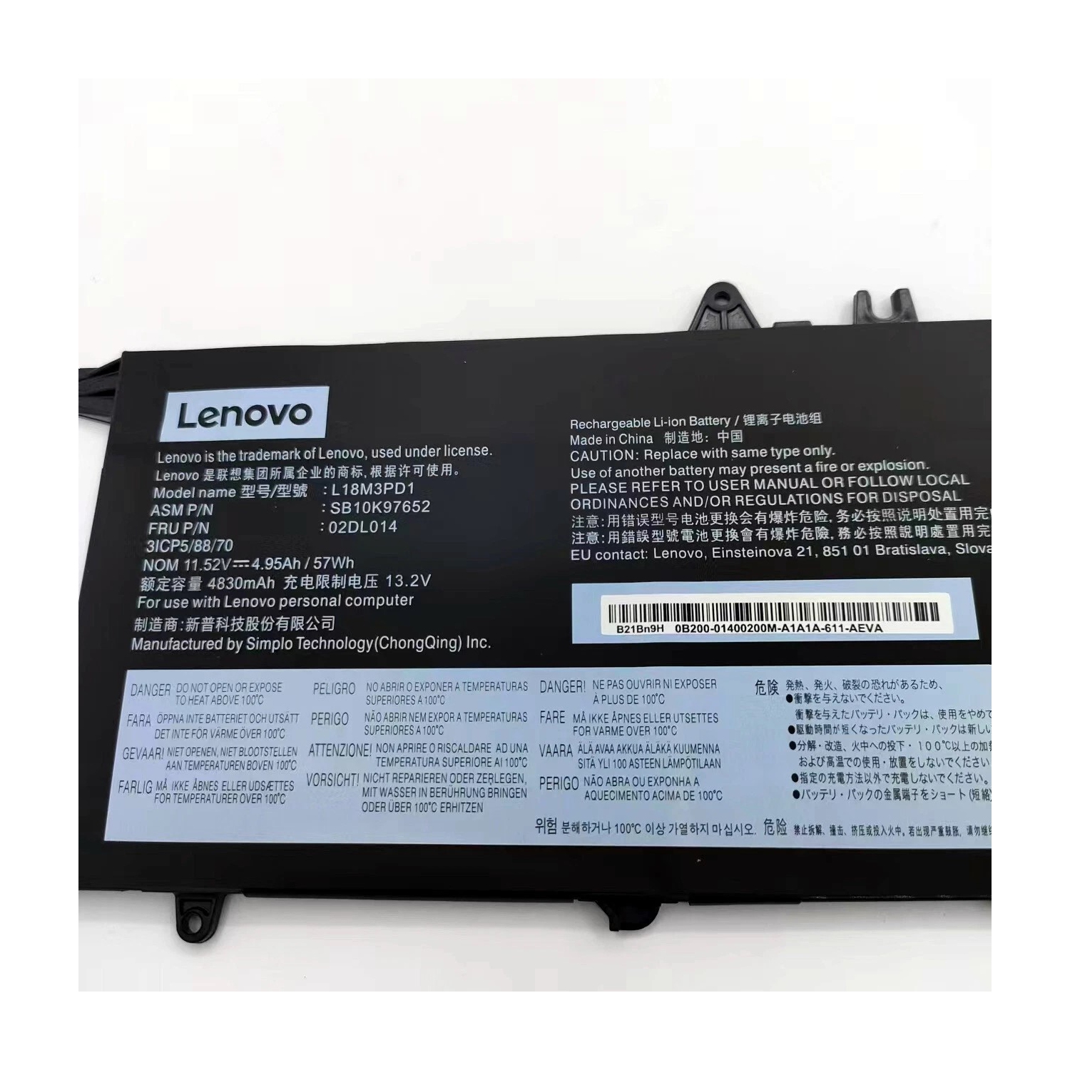 L18L3PD1 L18M3PD1 L18C3PD1 L18M3PD2 L18C3PD2 Batterie pour Lenovo ThinkPad T490s T495s T14s 02DL013 02DL014 02DL015 02DL016 5B10W13909 5B10W13910