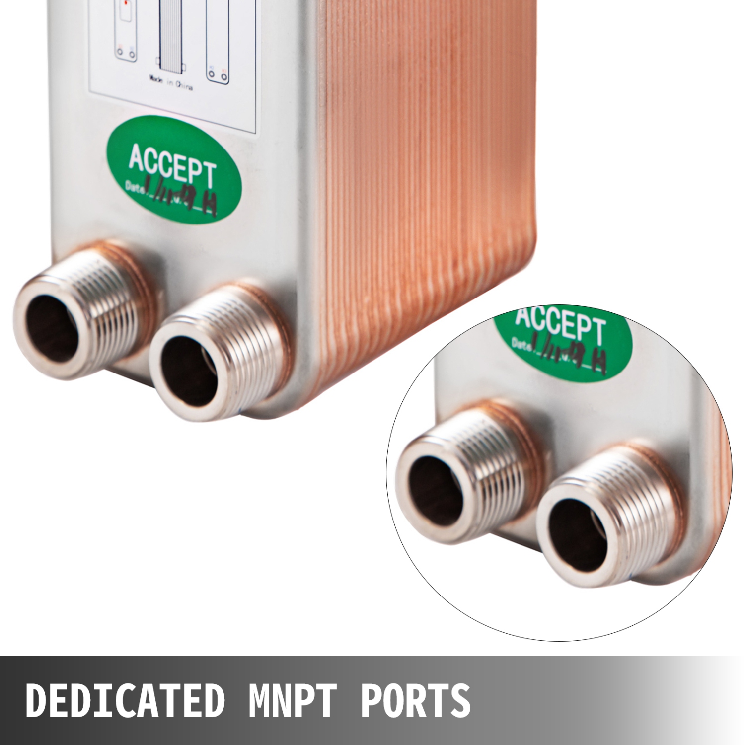 Échangeur de chaleur de 3 x 7,5&nbsp;po VEVOR 40 plaques Échangeur de chaleur à plaque brasée 316&nbsp;L échangeur de chaleur MPT 3/4 po B3-12&nbsp;A