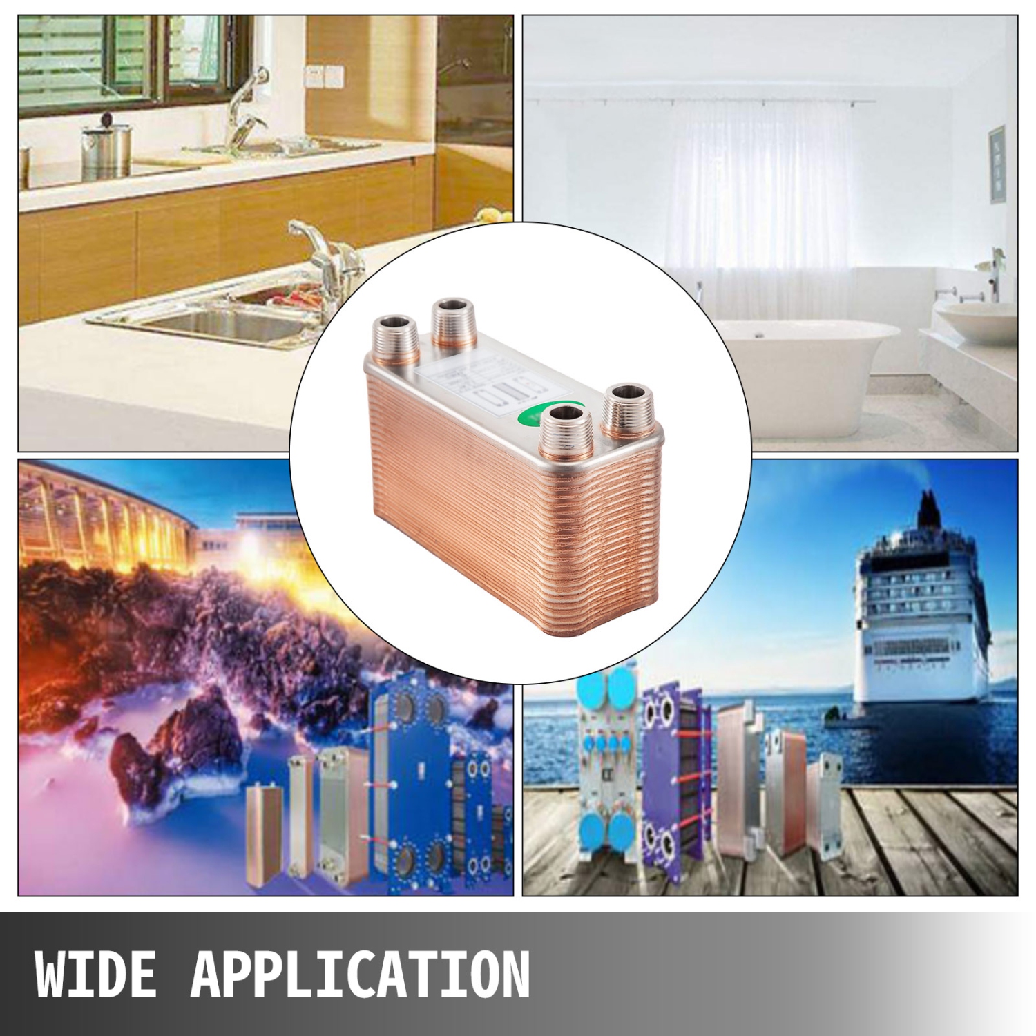 Échangeur de chaleur de 3 x 7,5&nbsp;po VEVOR 40 plaques Échangeur de chaleur à plaque brasée 316&nbsp;L échangeur de chaleur MPT 3/4 po B3-12&nbsp;A