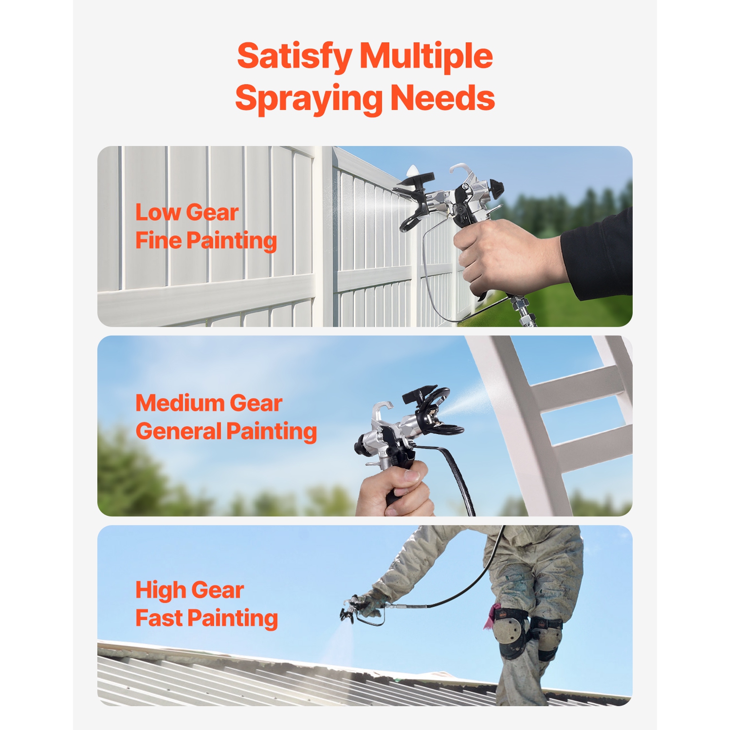 VEVOR 650W High Efficiency Stand Airless Sprayer, 3000PSI Electric Paint Sprayer Machine Extension Rod and Cleaning Kits for Interior and Exterior