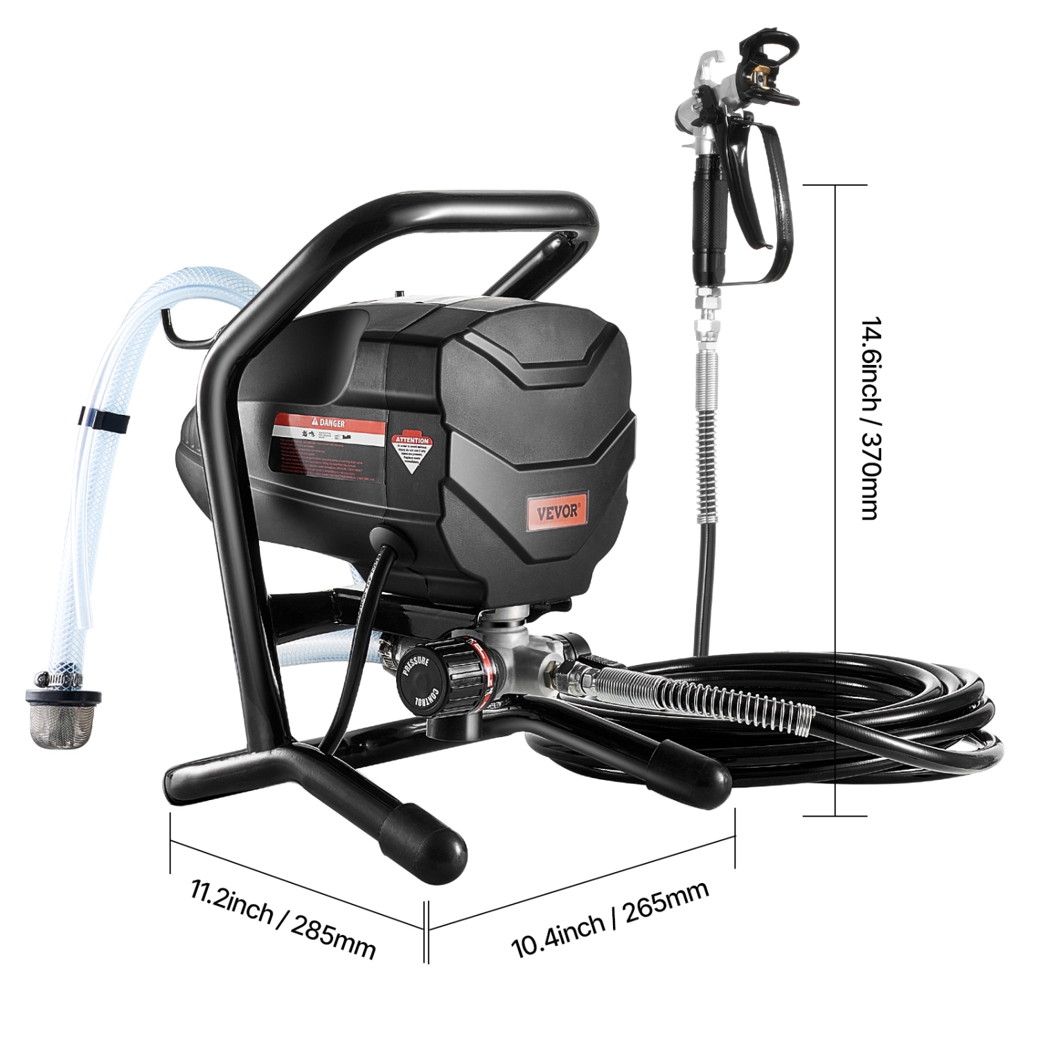 VEVOR 650W High Efficiency Stand Airless Sprayer, 3000PSI Electric Paint Sprayer Machine Extension Rod and Cleaning Kits for Interior and Exterior