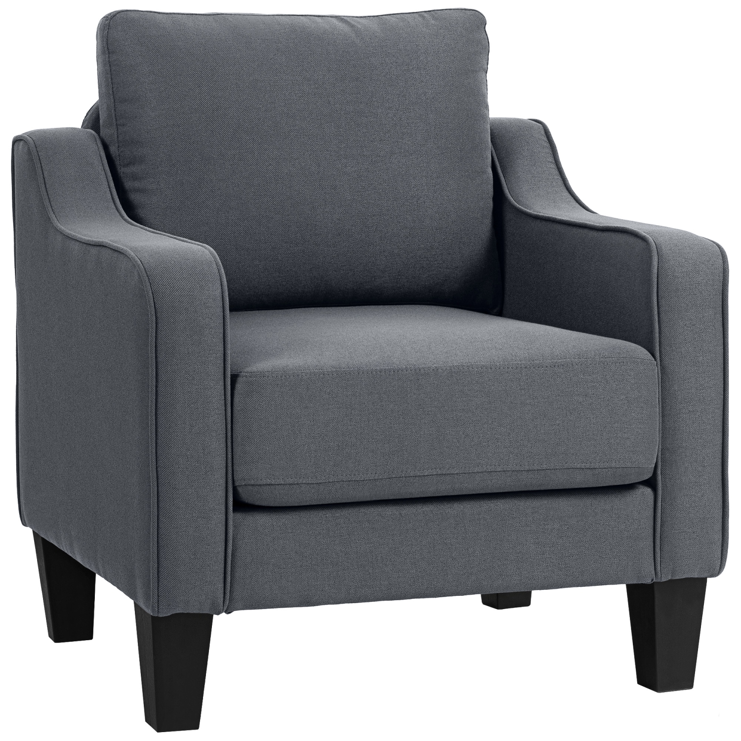 Fauteuil HOMCOM, fauteuil d'appoint moderne avec ressorts ensachés, canapé simple recouvert de lin avec rembourrage épais pour salon, bureau à