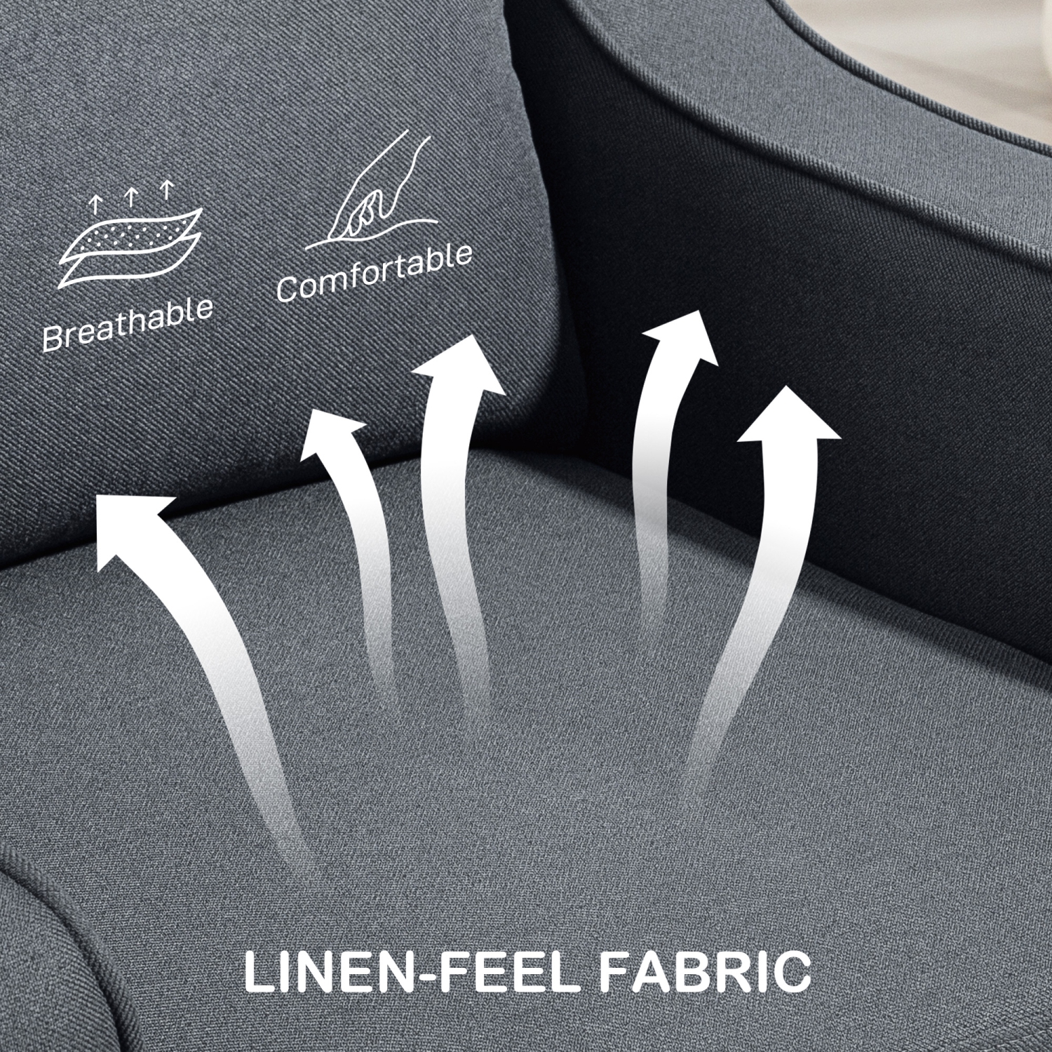 Fauteuil HOMCOM, fauteuil d'appoint moderne avec ressorts ensachés, canapé simple recouvert de lin avec rembourrage épais pour salon, bureau à