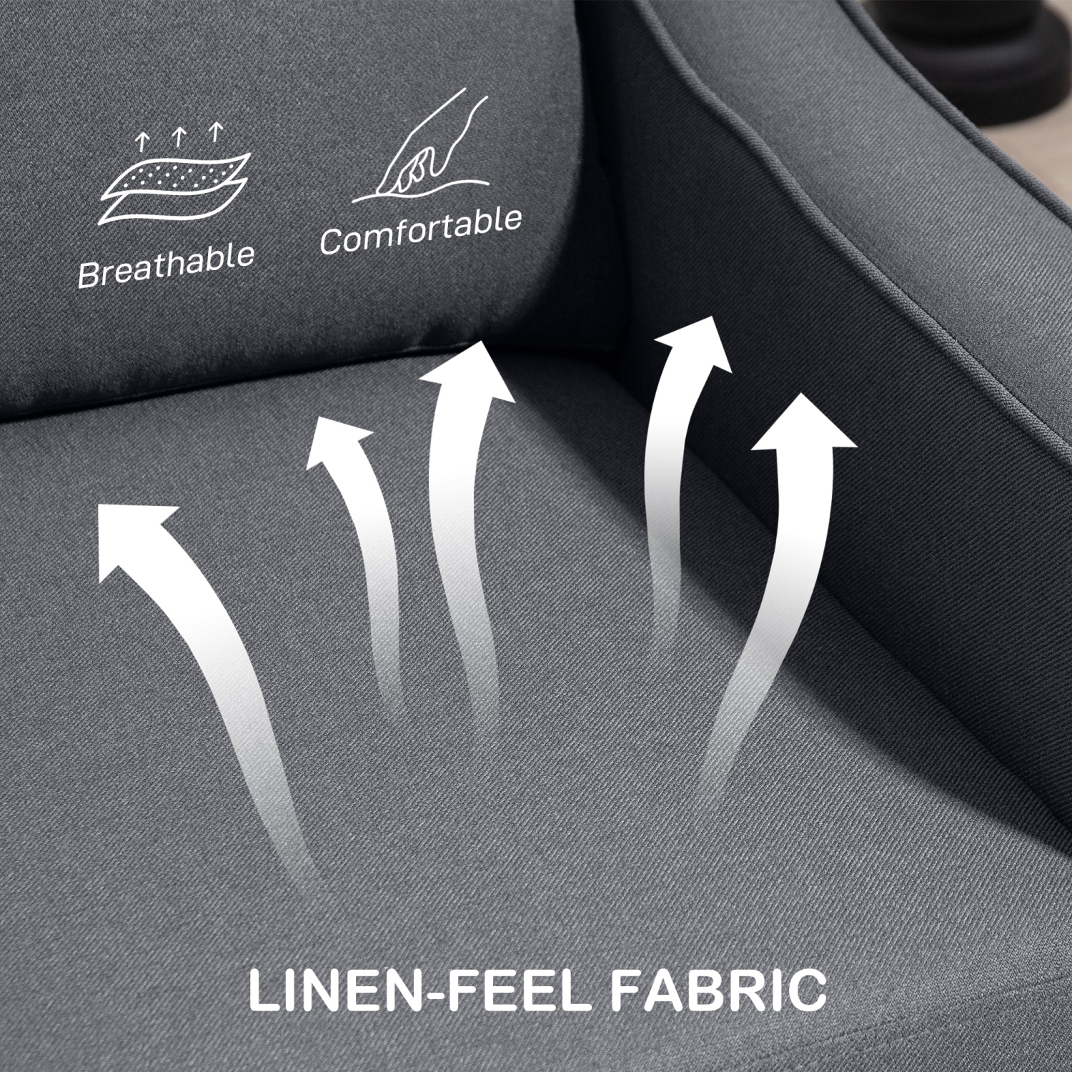 HOMCOM – Causeuse, canapé moderne avec ressorts ensachés, canapé recouvert de lin avec rembourrage épais pour le salon, le bureau à domicile, gris