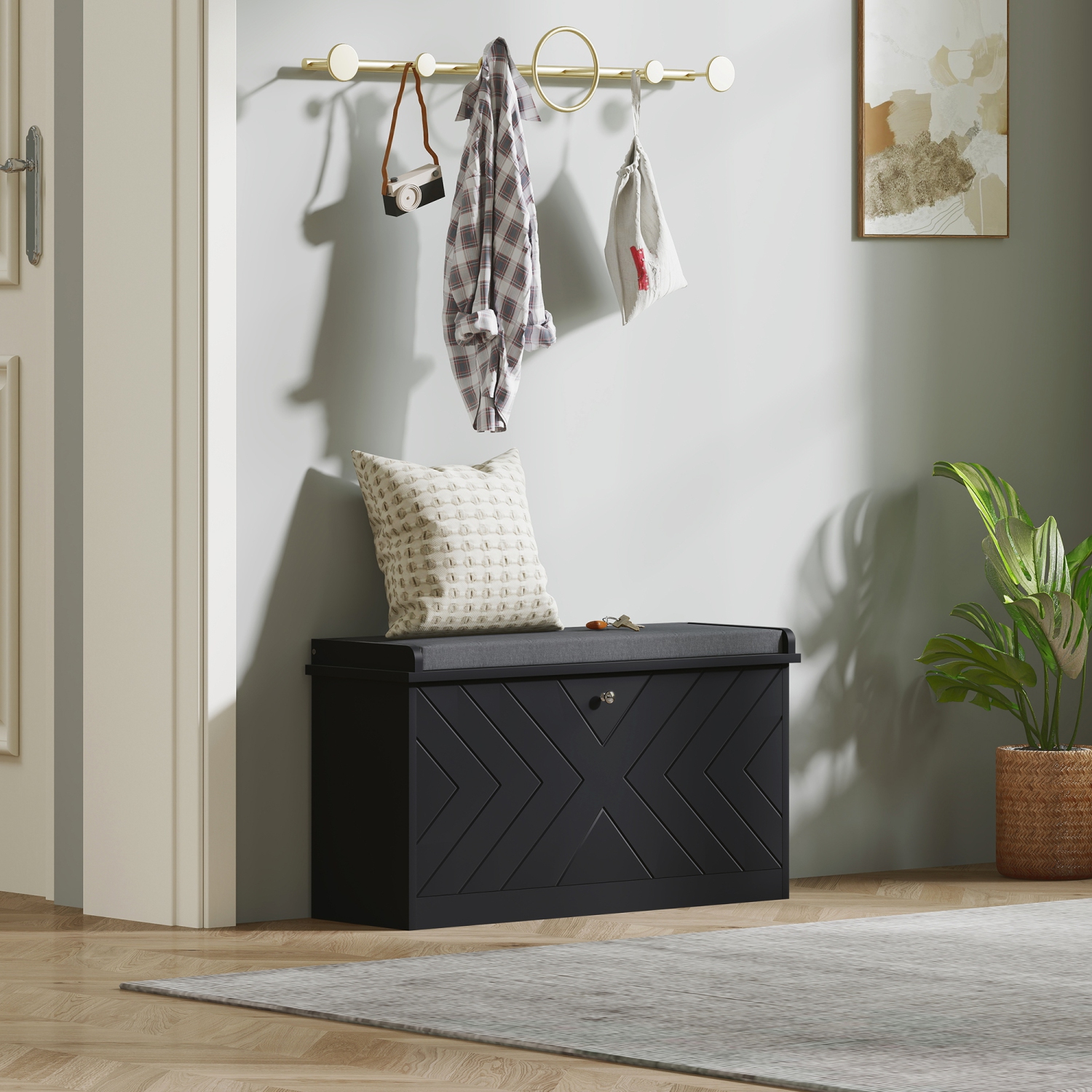 Banc à chaussures de HOMCOM, banc d'entrée avec tiroir rabattable, coussin de siège et tablette réglable pour 4-8 paires de chaussures pour couloir,