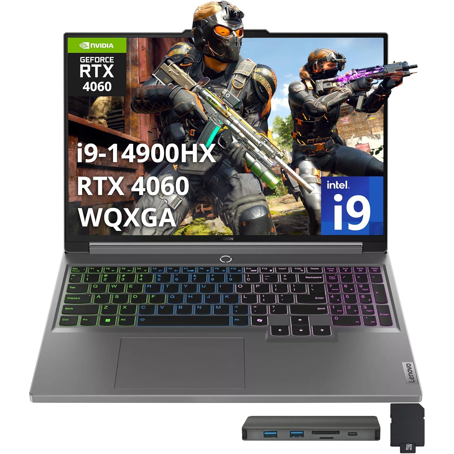 Lenovo Legion 5 16" WQXGA Gaming Laptop,Intel i9-14900HX, 2TB SSD, 64GB DDR5, ‎NVIDIA GeForce RTX 4060, RGB Backlit Keyboard, Win 11 Pro, Gray, 256GB Docking Station Set