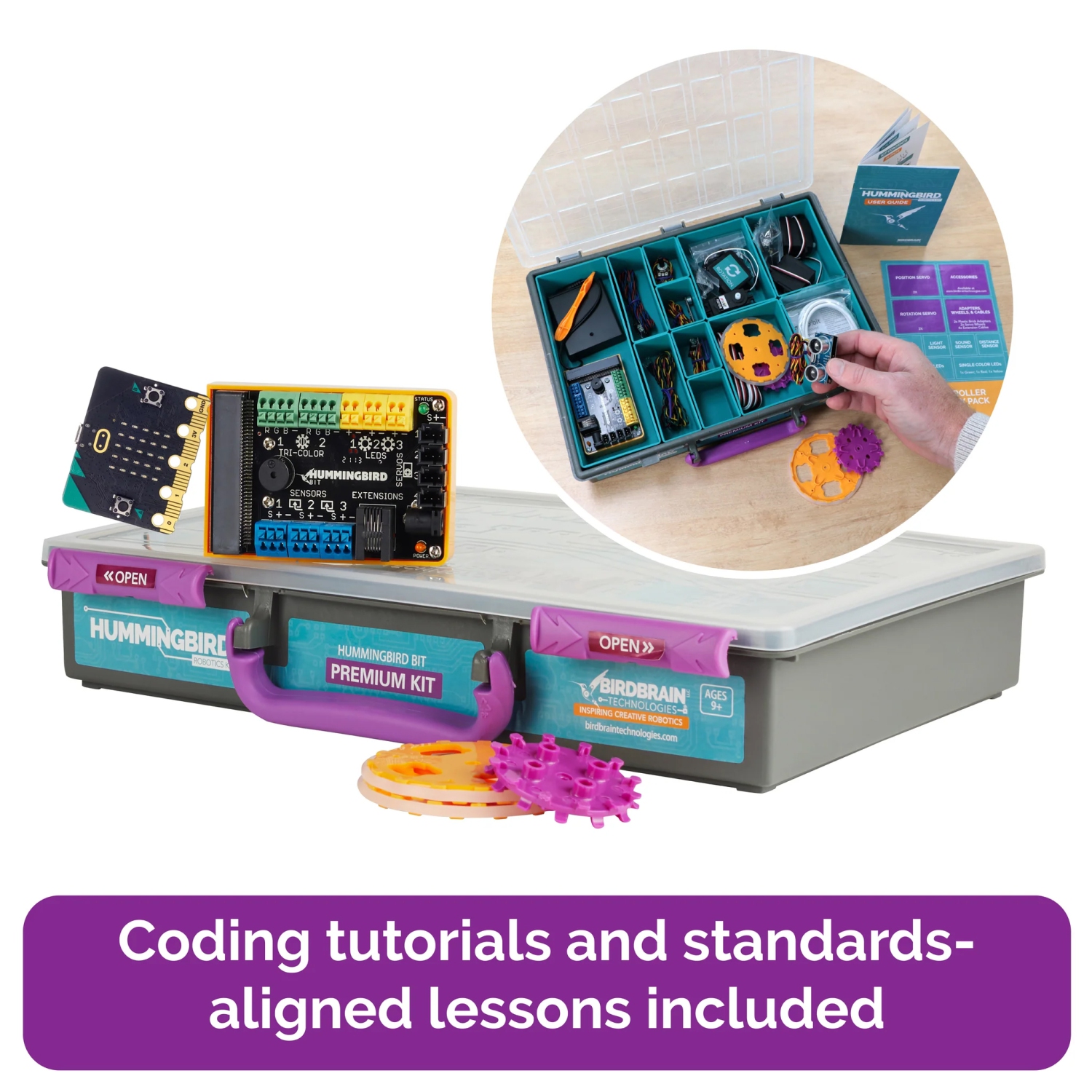 BirdBrain Hummingbird Bit Premium Kit - Programmable STEM Robotics - Home & Classroom Modeling Kits for Children