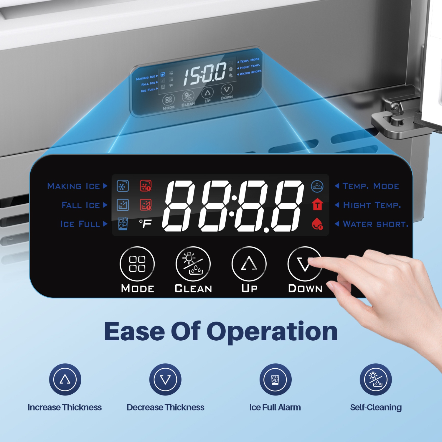 Coolake 15 Inch Wide Under-Counter Ice Maker- 80lbs/Day Built-in Freestanding Ice Machine with 25lbs Storage Bin | Stainless Steel Self-Cleaning LCD
