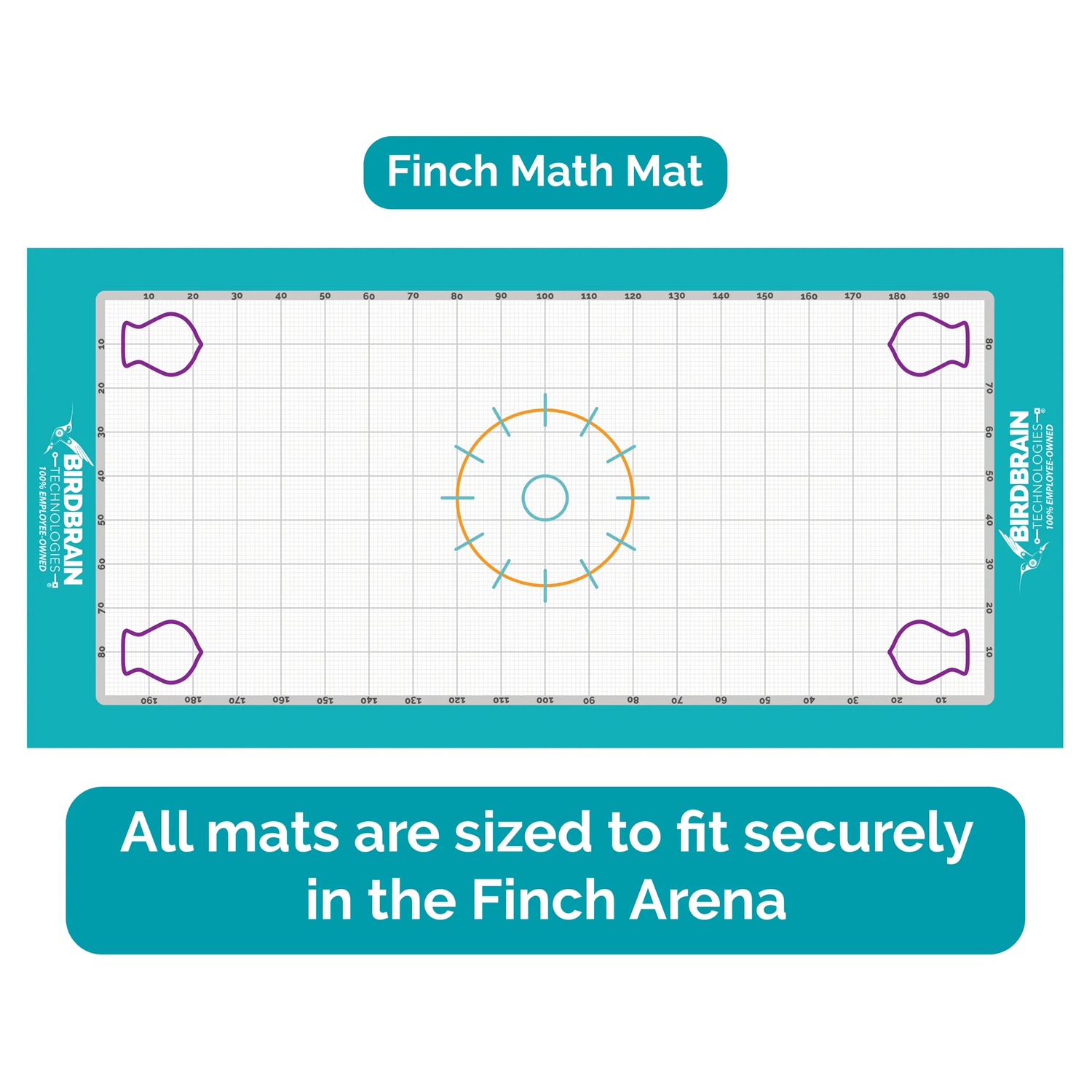 BirdBrain Finch Math Mat - Coding & Math Activity Playmat - Durable Wipe Clean Grid for Home & Classroom Use - Finch Arena Compatible