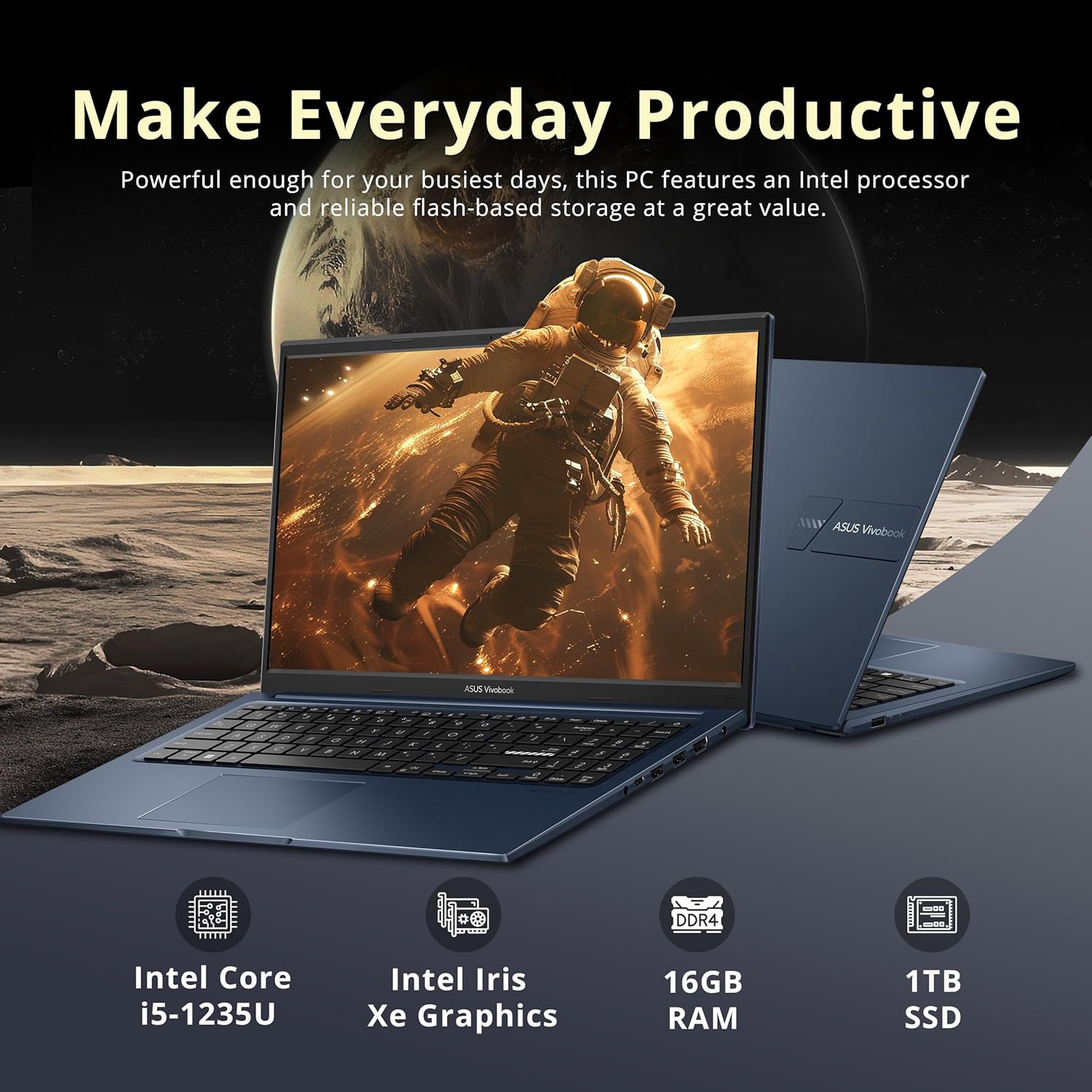 Open Box - ASUS Vivobook 15.6" FHD Laptop, Intel i5-1235U, 1TB PCIe SSD, 16GB DDR4 RAM, Intel Iris Xe Graphics, Number Pad, WiFi 5, Win 11 Pro, Quiet